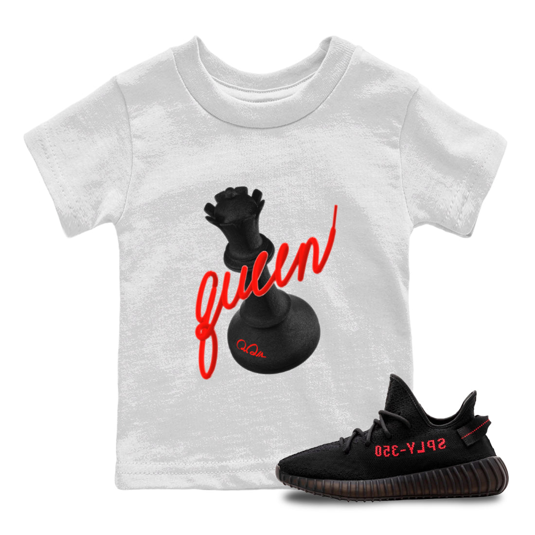 Yeezy 350 Bred shirt to match jordans 3D Queen Streetwear Sneaker Shirt Adidas Yeezy Boost V2 350 Bred Drip Gear Zone Sneaker Matching Clothing Baby Toddler White 1 T-Shirt