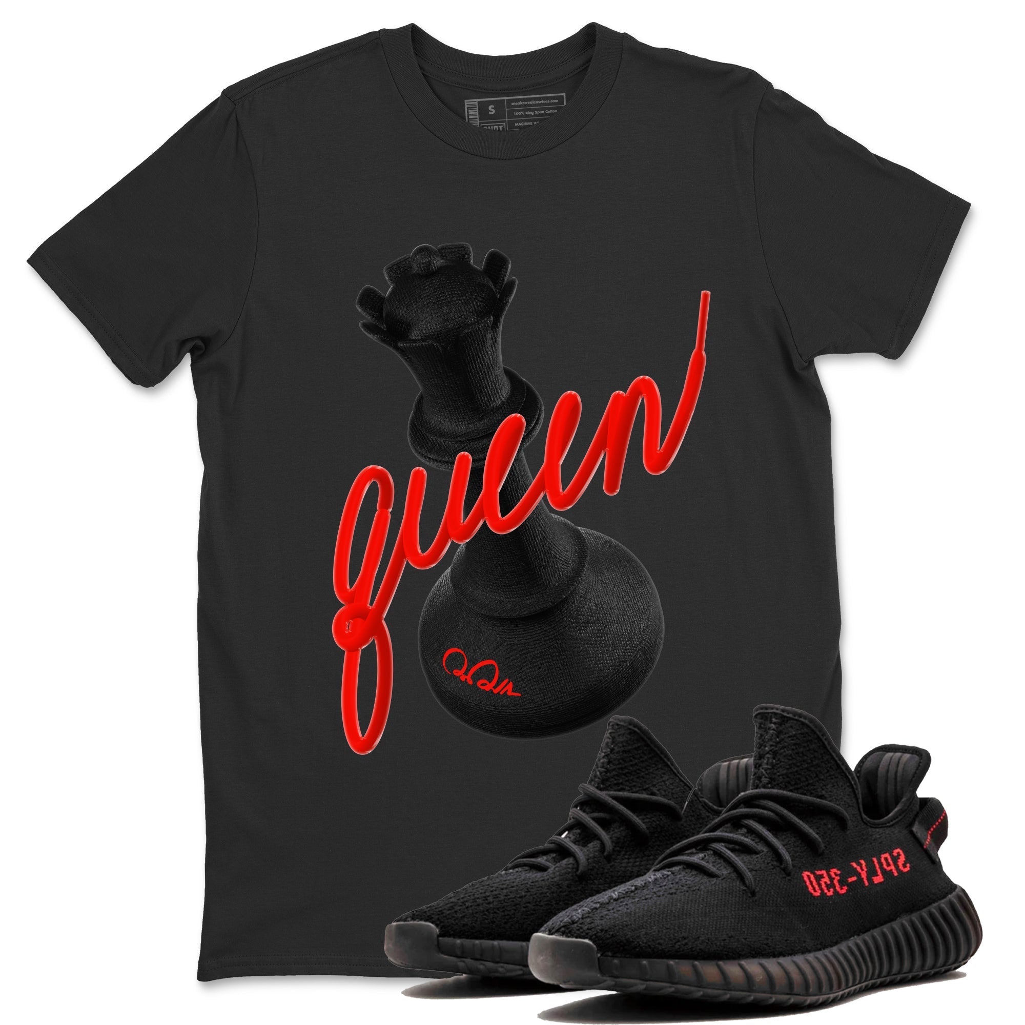 Yeezy 350 Bred shirt to match jordans 3D Queen Streetwear Sneaker Shirt Adidas Yeezy Boost V2 350 Bred Drip Gear Zone Sneaker Matching Clothing Unisex Black 1 T-Shirt