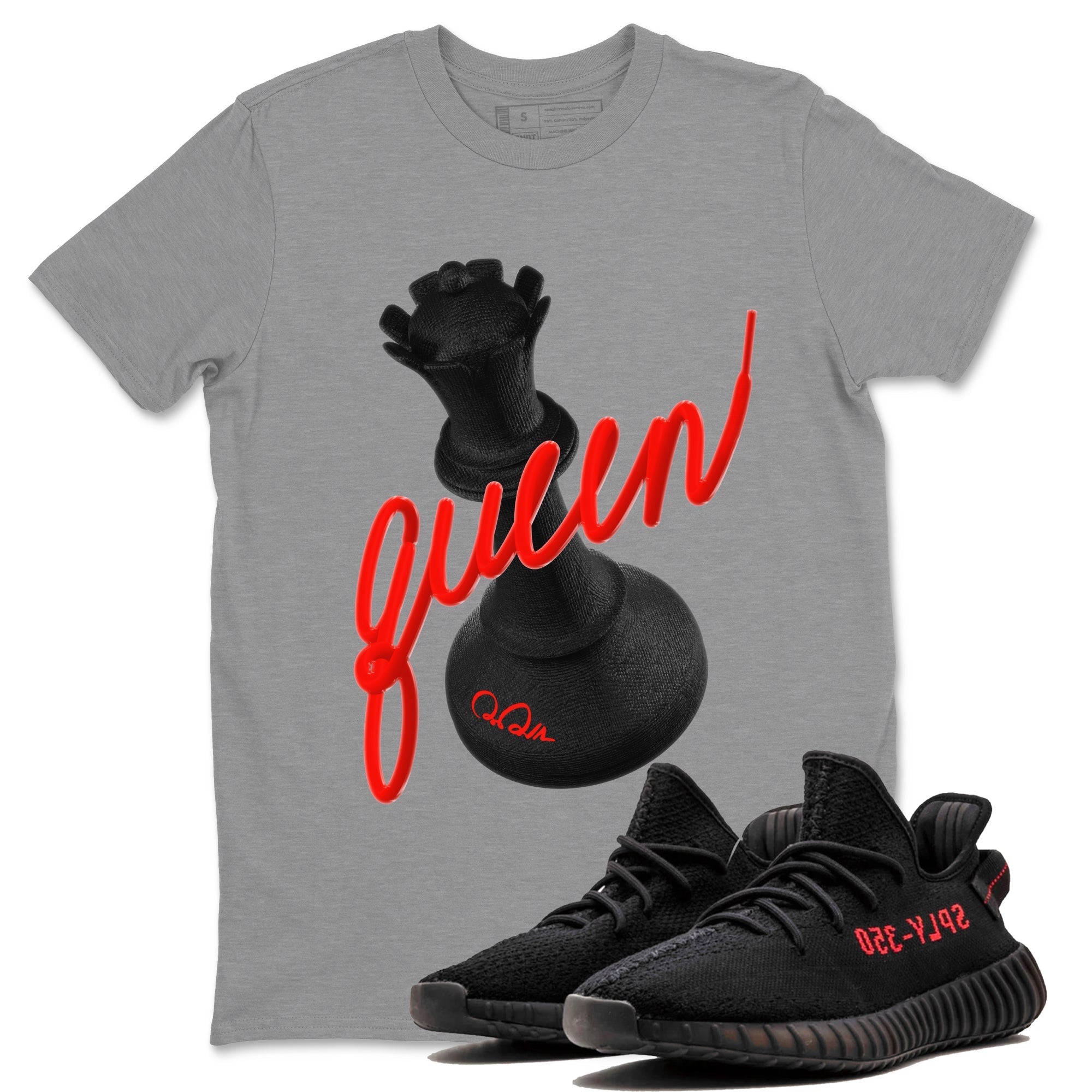 Yeezy 350 Bred shirt to match jordans 3D Queen Streetwear Sneaker Shirt Adidas Yeezy Boost V2 350 Bred Drip Gear Zone Sneaker Matching Clothing Unisex Heather Grey 1 T-Shirt