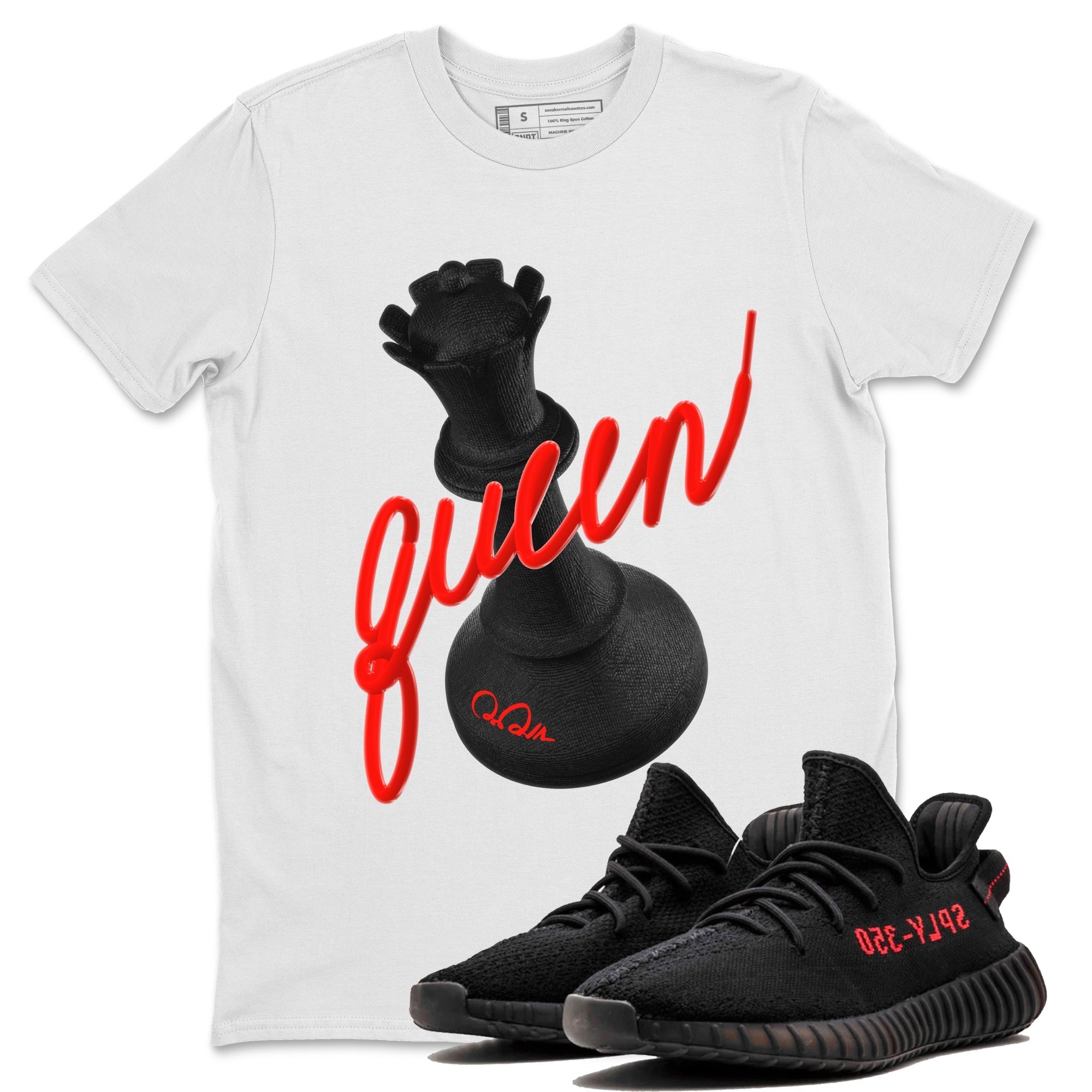 Yeezy 350 Bred shirt to match jordans 3D Queen Streetwear Sneaker Shirt Adidas Yeezy Boost V2 350 Bred Drip Gear Zone Sneaker Matching Clothing Unisex White 1 T-Shirt
