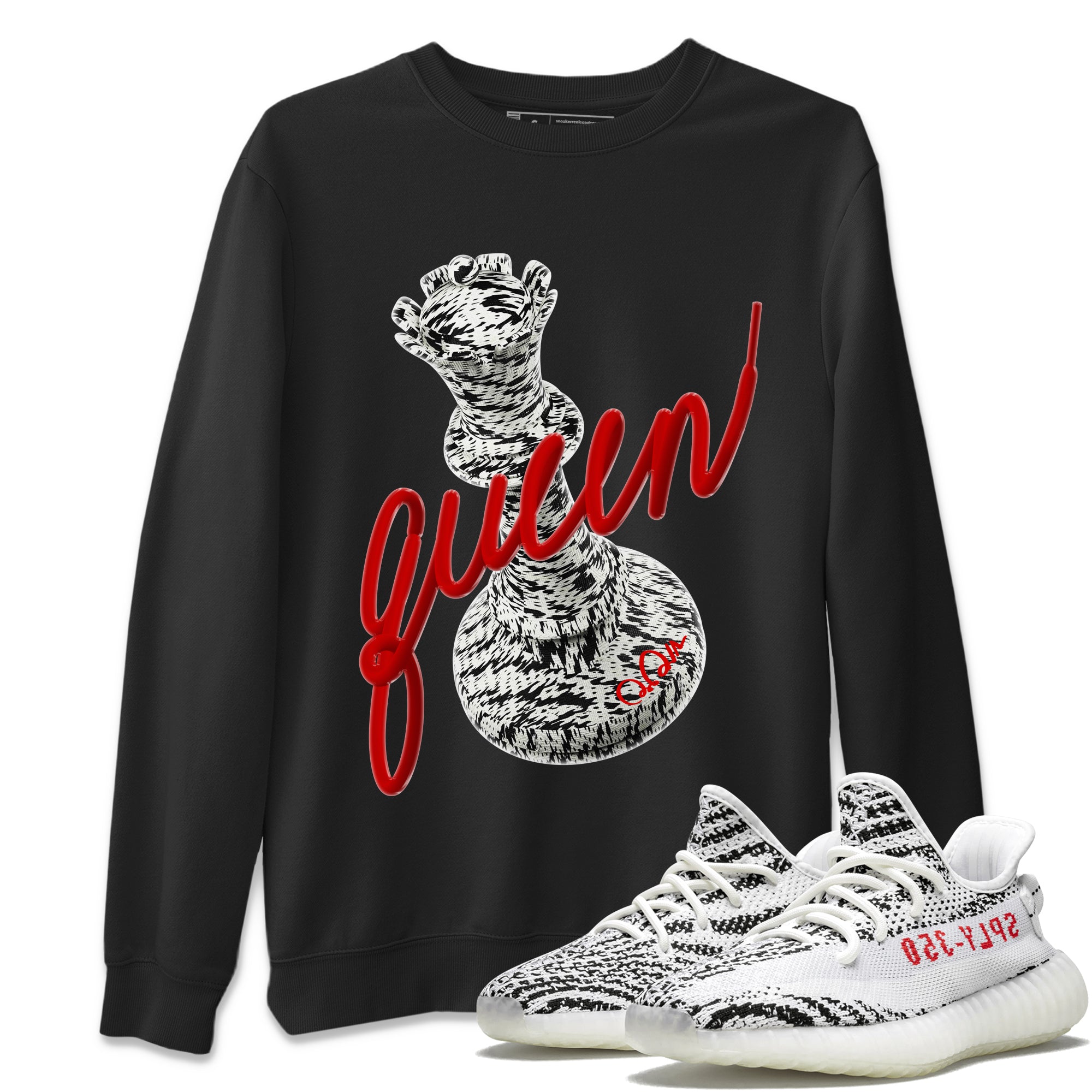 Yeezy 350 Zebra Sneaker Match Tees 3D Queen Streetwear Sneaker Shirt Yeezy Boost 350 V2 Zebra Sneaker Release Tees Unisex Shirts Black 1