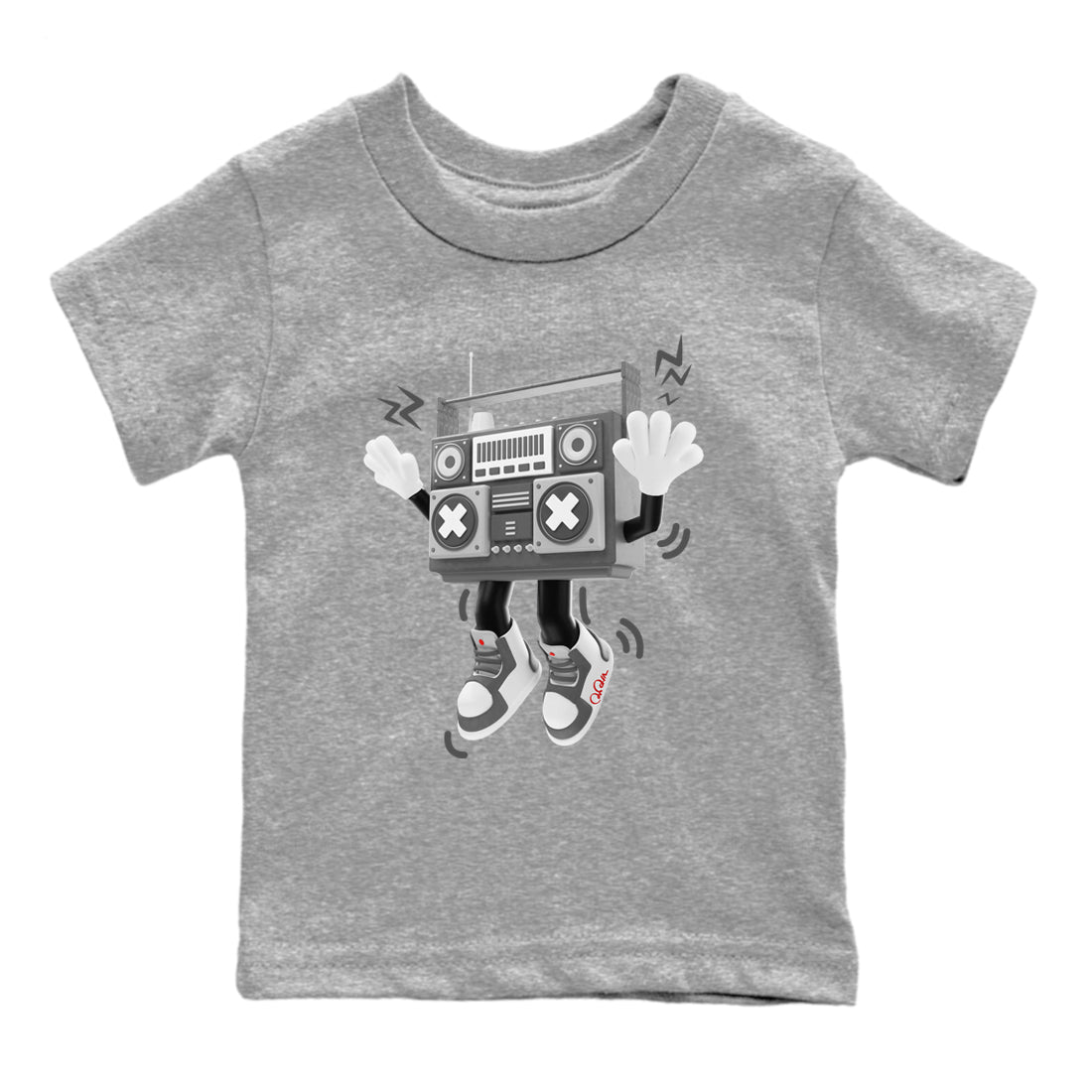 Air Jordan 1 Washed Heritage Sneaker Match Tees 90s Radio Boy Streetwear Sneaker Shirt AJ1 Washed Heritage Sneaker Release Tees Kids Shirts Heather Grey 2