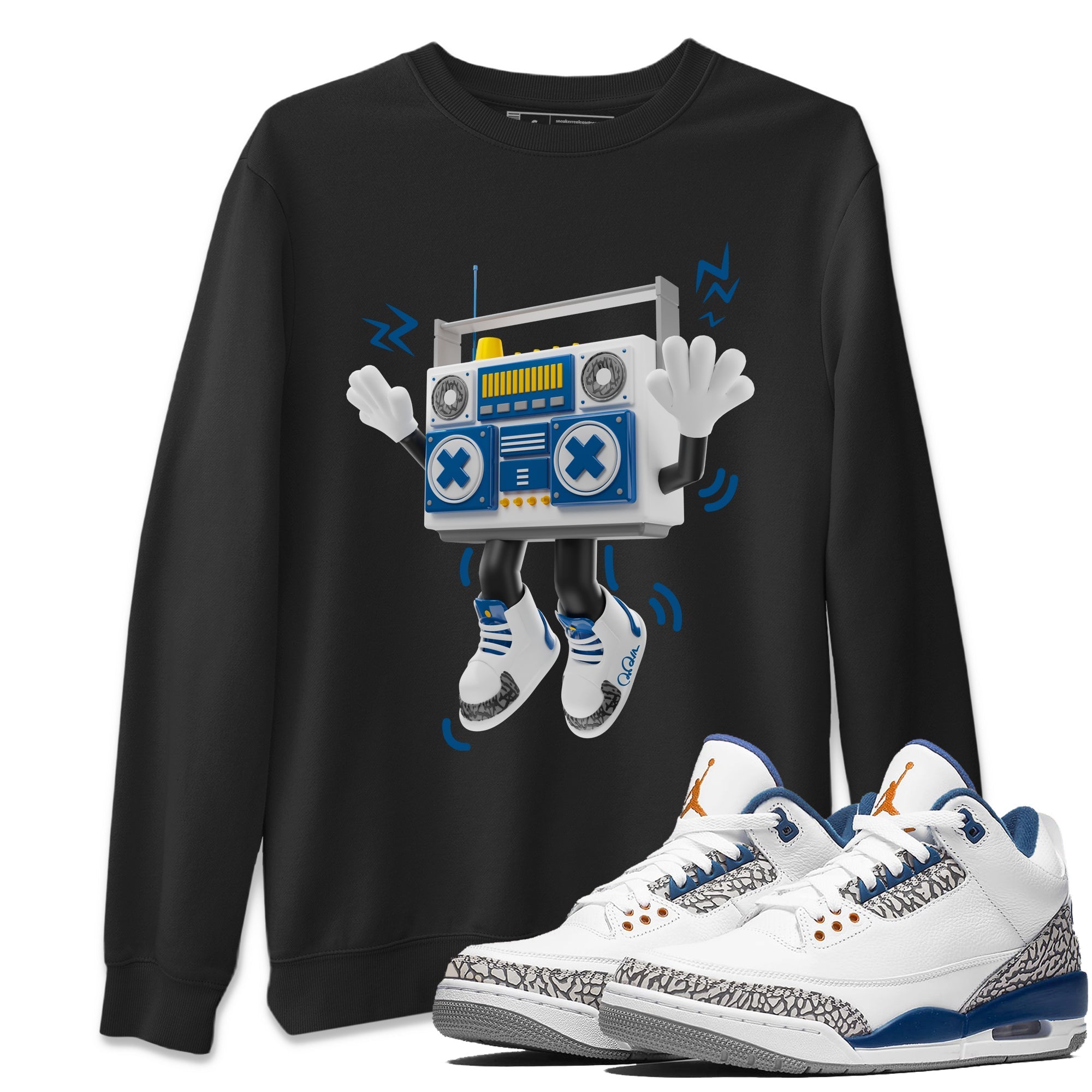 Air Jordan 3 Wizards Sneaker Match Tees 90s Radio Boy Streetwear Sneaker Shirt AJ3 NBA Wizards  Sneaker Release Tees Unisex Shirts Black 1