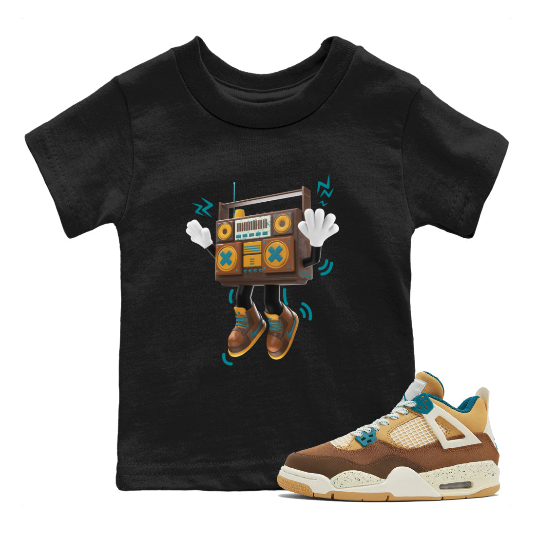 Air Jordan 4 Cacao Wow shirt to match jordans 90s Radio Boy Streetwear Sneaker Shirt AJ4 Cacao Wow Drip Gear Zone Sneaker Matching Clothing Baby Toddler Black 1 T-Shirt