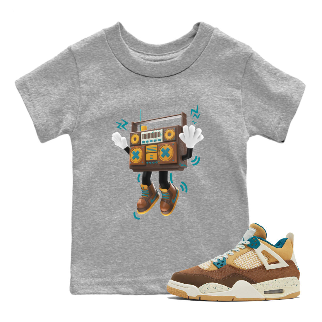 Air Jordan 4 Cacao Wow shirt to match jordans 90s Radio Boy Streetwear Sneaker Shirt AJ4 Cacao Wow Drip Gear Zone Sneaker Matching Clothing Baby Toddler Heather Grey 1 T-Shirt