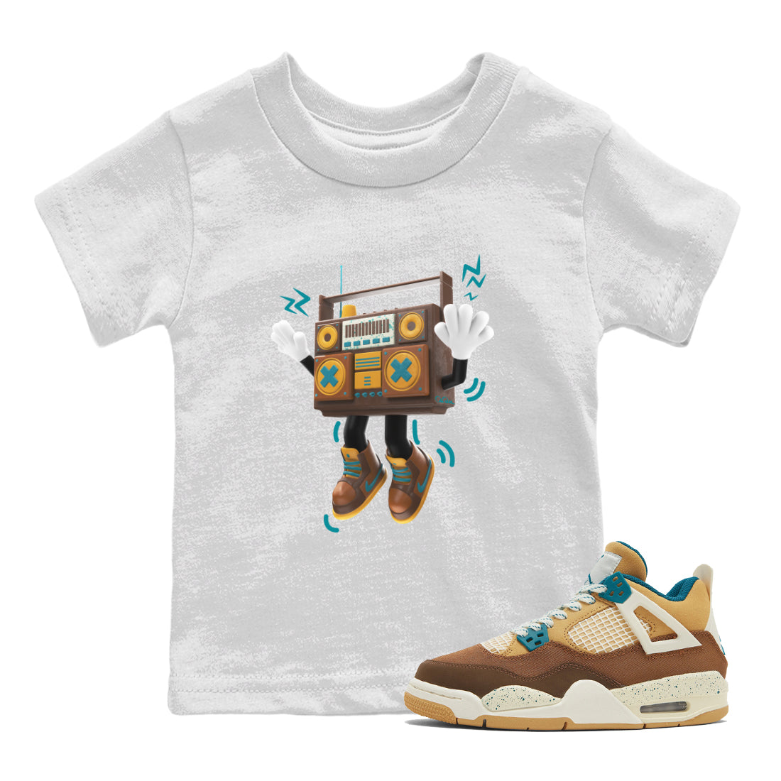 Air Jordan 4 Cacao Wow shirt to match jordans 90s Radio Boy Streetwear Sneaker Shirt AJ4 Cacao Wow Drip Gear Zone Sneaker Matching Clothing Baby Toddler White 1 T-Shirt