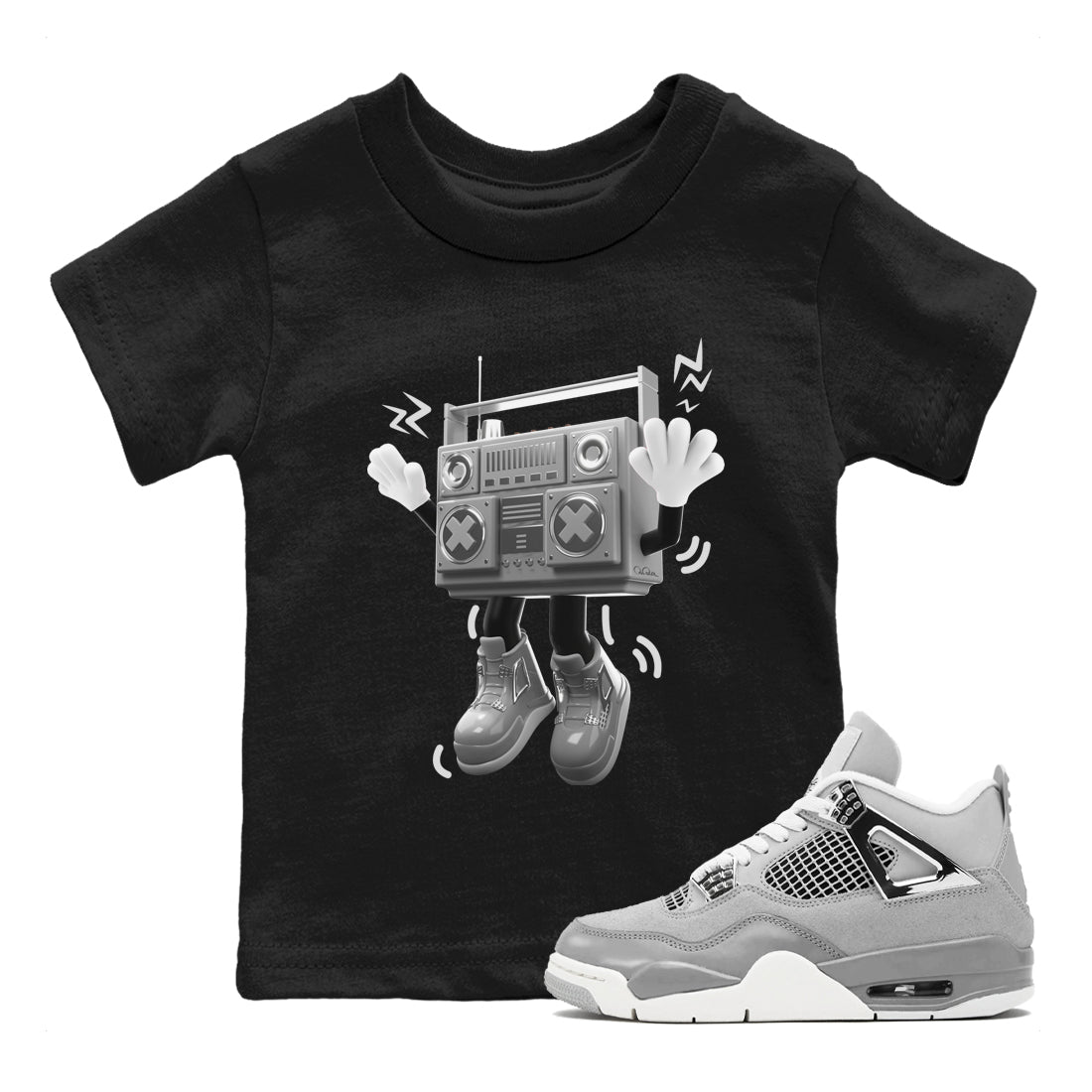 Air Jordan 4 Frozen Moments shirt to match jordans 90s Radio Boy Streetwear Sneaker Shirt AJ4 Frozen Moments Drip Gear Zone Sneaker Matching Clothing Baby Toddler Black 1 T-Shirt