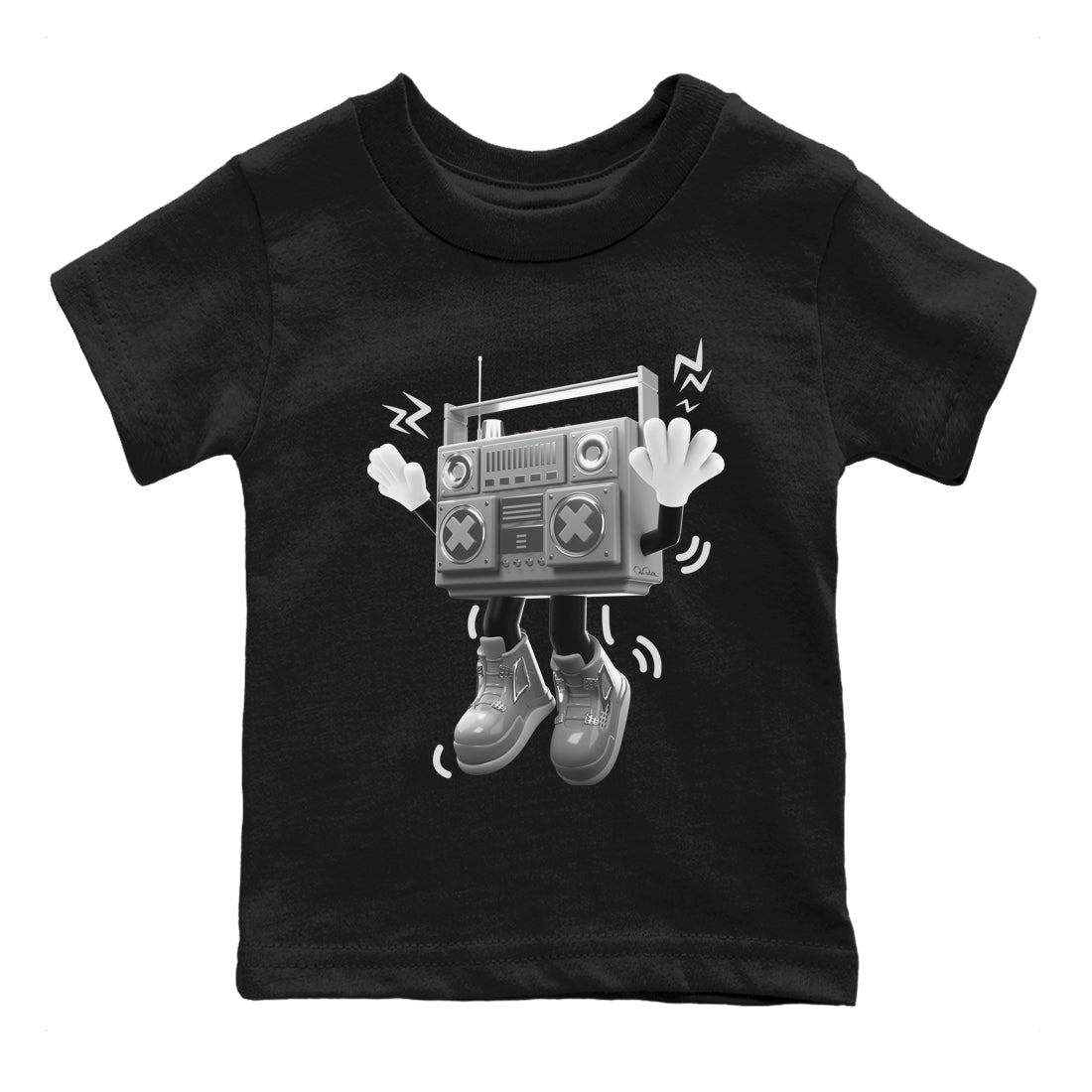 Air Jordan 4 Frozen Moments shirt to match jordans 90s Radio Boy Streetwear Sneaker Shirt AJ4 Frozen Moments Drip Gear Zone Sneaker Matching Clothing Baby Toddler Black 2 T-Shirt