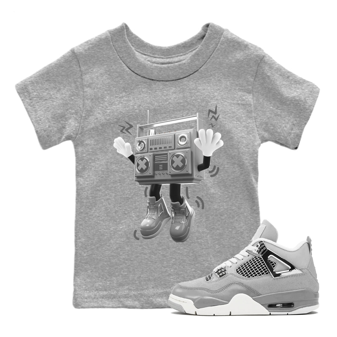 Air Jordan 4 Frozen Moments shirt to match jordans 90s Radio Boy Streetwear Sneaker Shirt AJ4 Frozen Moments Drip Gear Zone Sneaker Matching Clothing Baby Toddler Heather Grey 1 T-Shirt