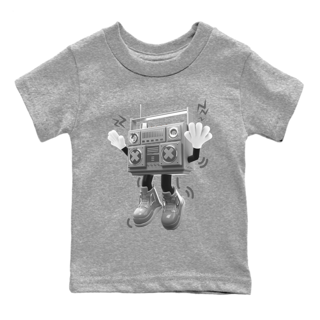 Air Jordan 4 Frozen Moments shirt to match jordans 90s Radio Boy Streetwear Sneaker Shirt AJ4 Frozen Moments Drip Gear Zone Sneaker Matching Clothing Baby Toddler Heather Grey 2 T-Shirt