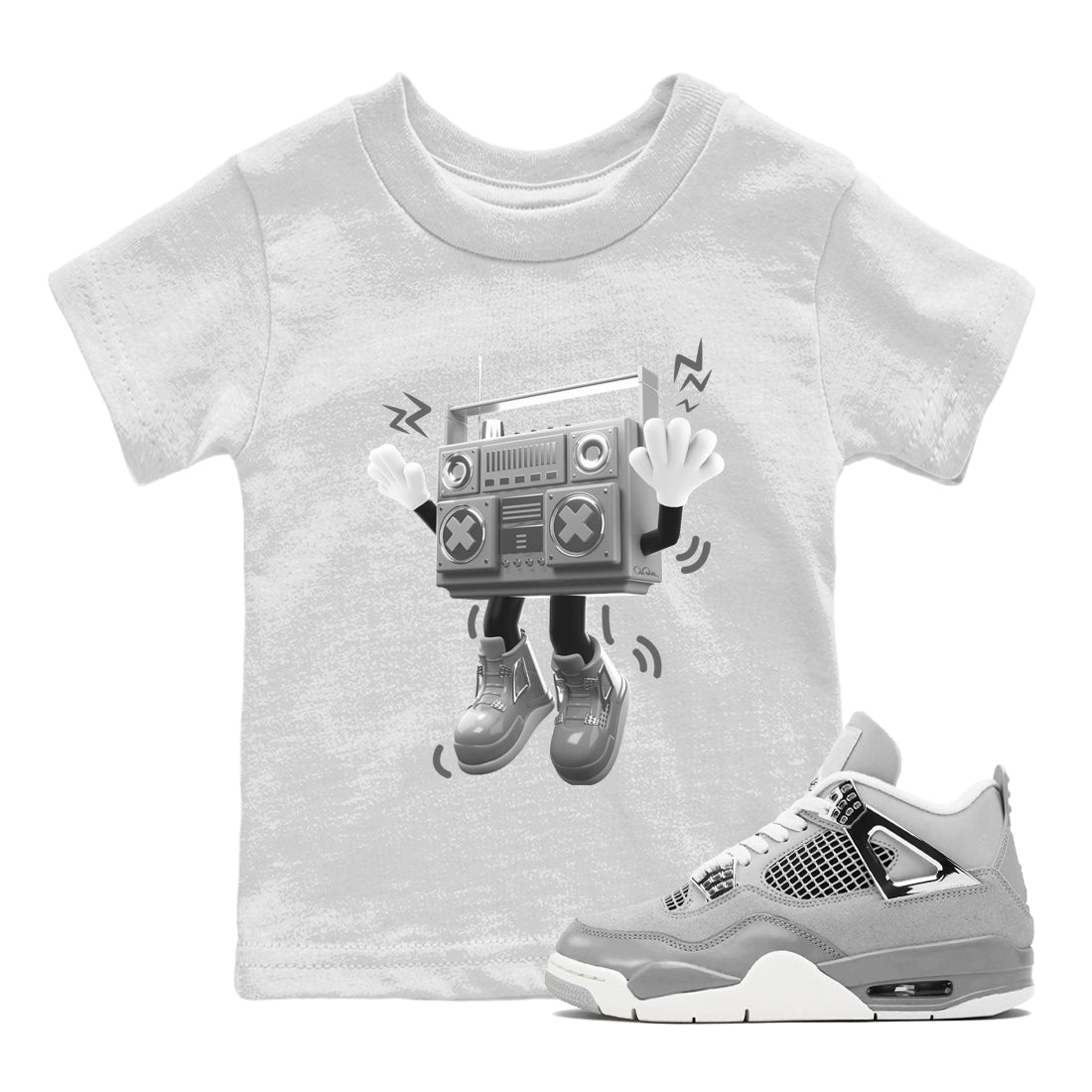 Air Jordan 4 Frozen Moments shirt to match jordans 90s Radio Boy Streetwear Sneaker Shirt AJ4 Frozen Moments Drip Gear Zone Sneaker Matching Clothing Baby Toddler White 1 T-Shirt