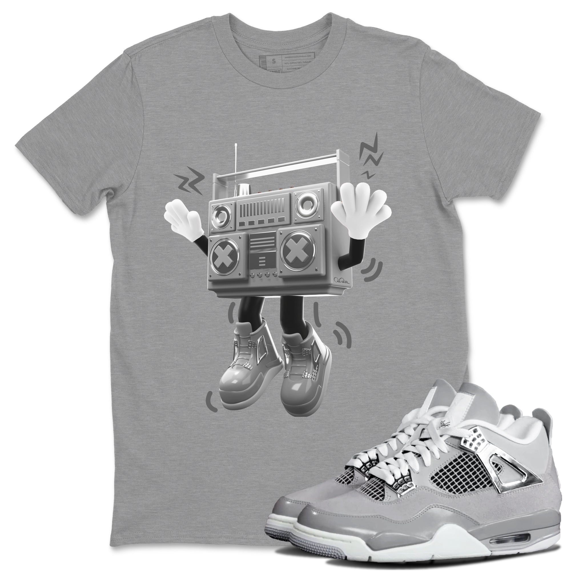 Air Jordan 4 Frozen Moments shirt to match jordans 90s Radio Boy Streetwear Sneaker Shirt AJ4 Frozen Moments Drip Gear Zone Sneaker Matching Clothing Unisex Heather Grey 1 T-Shirt