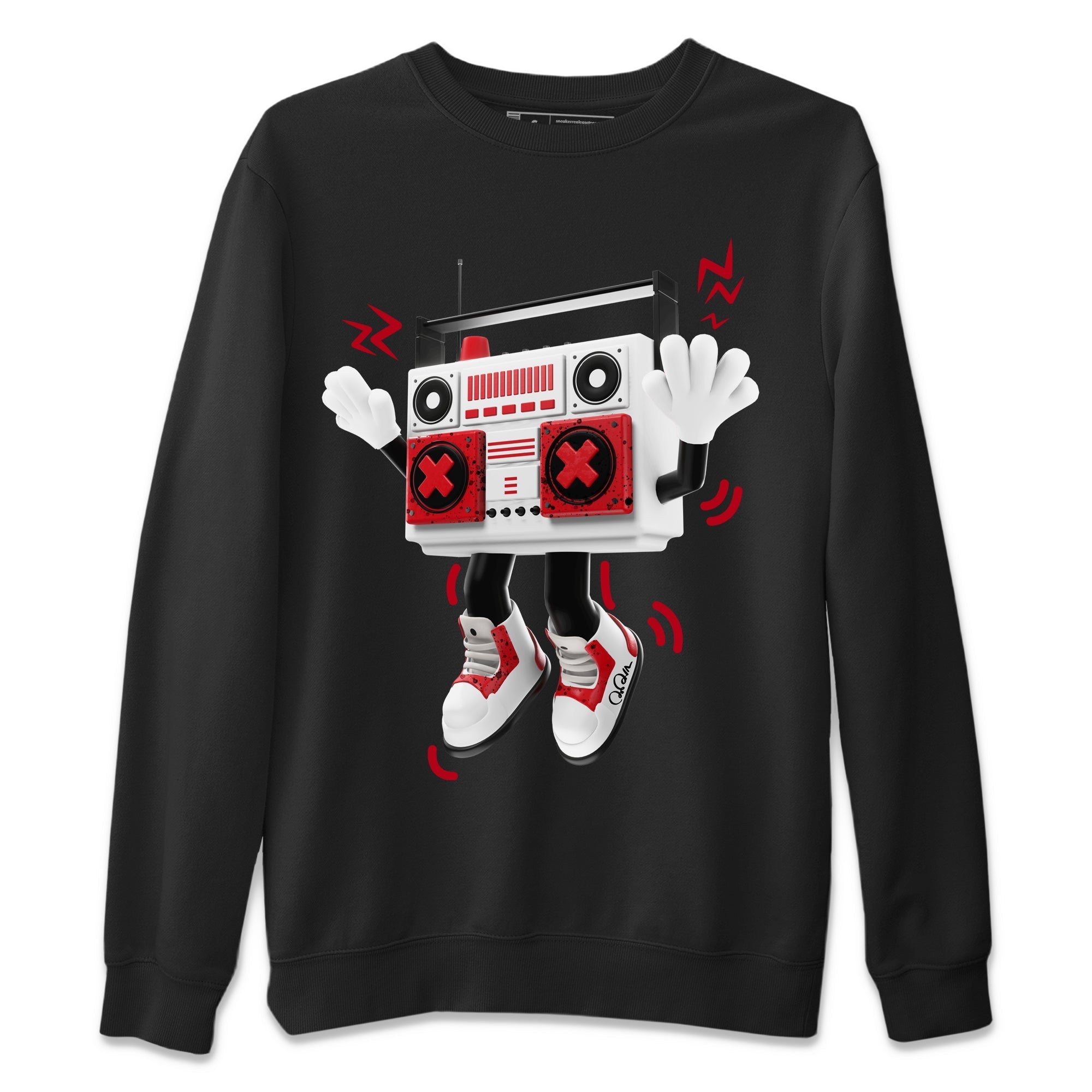 Air Jordan 4 Red Cement Sneaker Match Tees 90s Radio Boy Streetwear Sneaker Shirt AJ4 Retro OG Red Cement Sneaker Release Tees Unisex Shirts Black 2