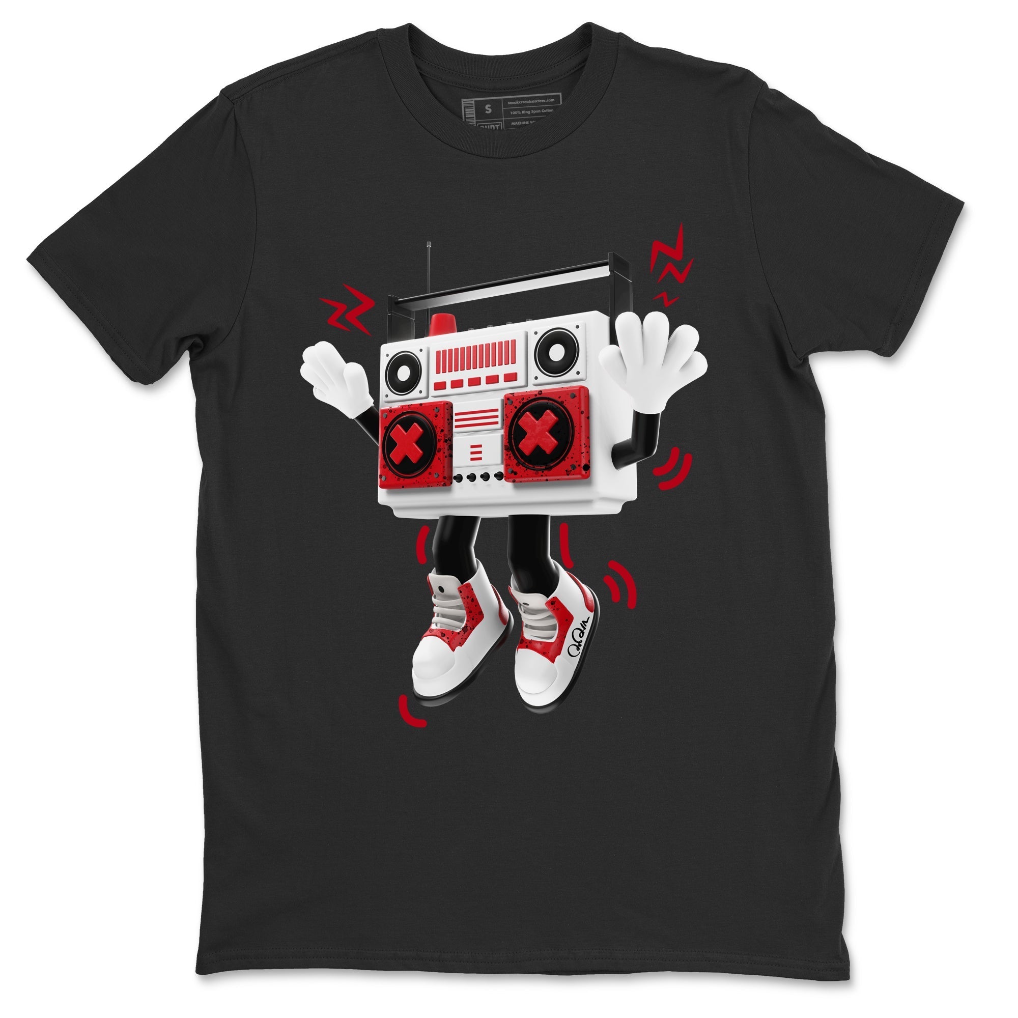 Air Jordan 4 Red Cement Sneaker Match Tees 90s Radio Boy Streetwear Sneaker Shirt AJ4 Retro OG Red Cement Sneaker Release Tees Unisex Shirts Black 2
