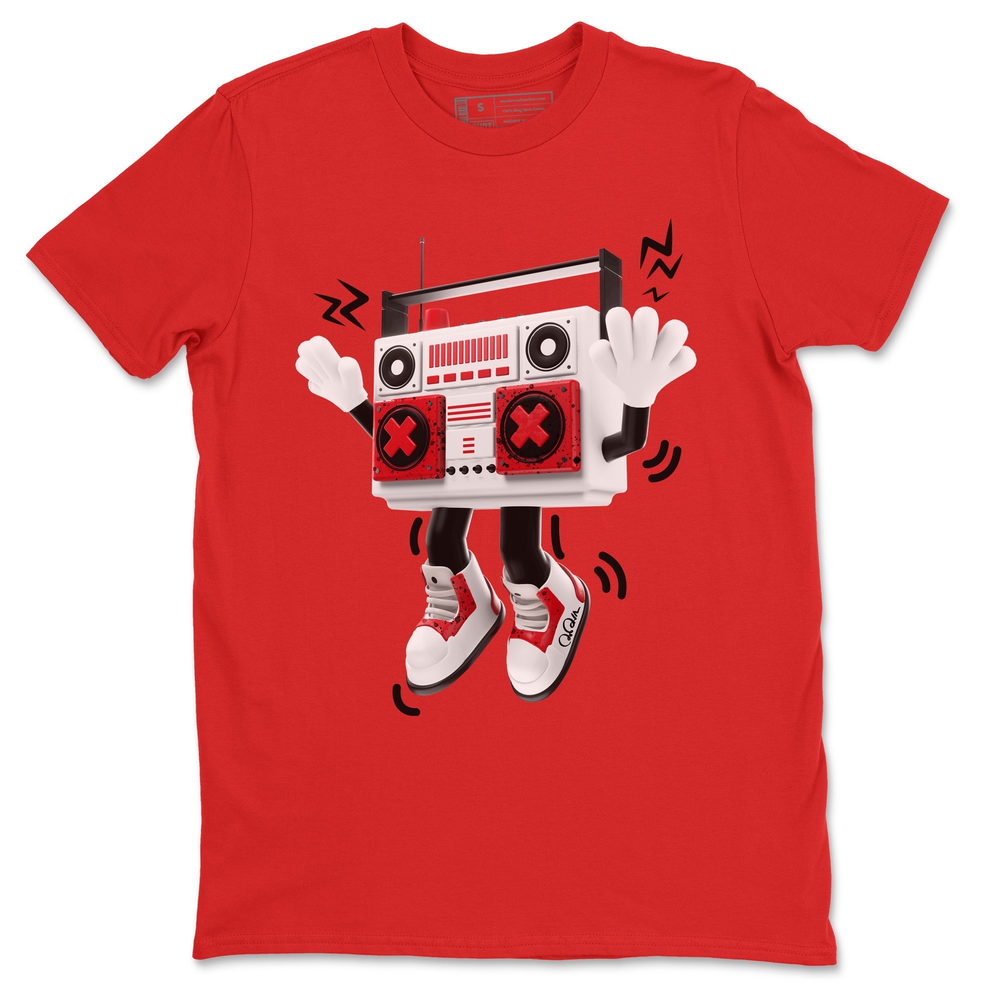 Air Jordan 4 Red Cement Sneaker Match Tees 90s Radio Boy Streetwear Sneaker Shirt AJ4 Retro OG Red Cement Sneaker Release Tees Unisex Shirts Red 2