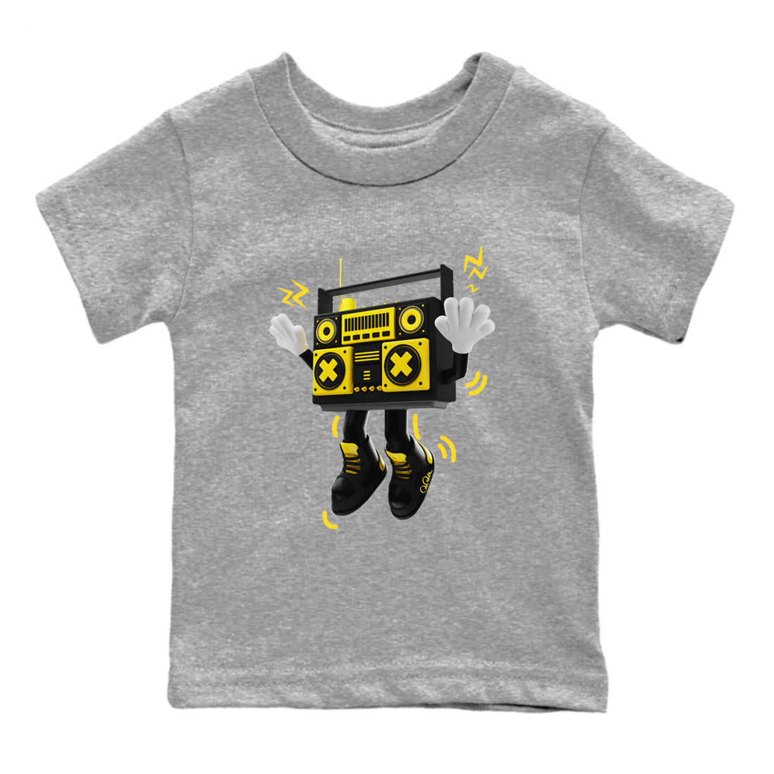 Air Jordan 4 Thunder Sneaker Match Tees 90s Radio Boy Streetwear Sneaker Shirt AJ4 Thunder Jumpman Sneaker Release Tees Kids Shirts Heather Grey 2