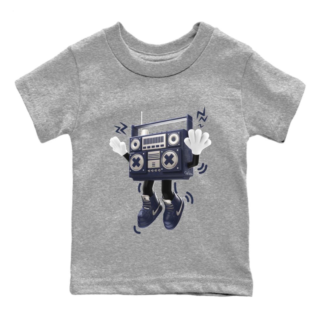 Air Jordan 5 Georgetown Sneaker Match Tees 90s Radio Boy Streetwear Sneaker Shirt AJ5 Georgetown Sneaker Release Tees Kids Shirts Heather Grey 2