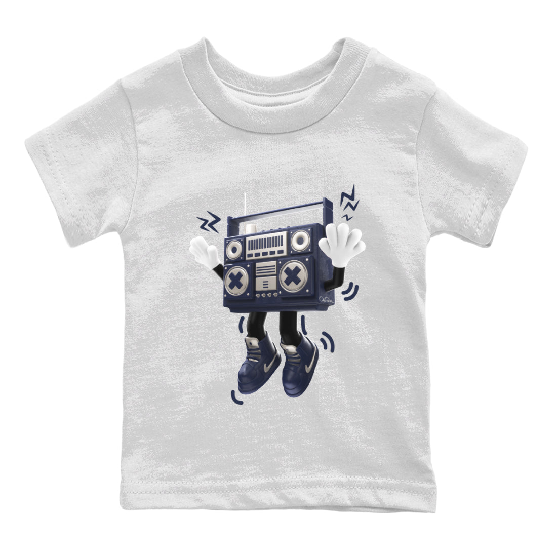 Air Jordan 5 Georgetown Sneaker Match Tees 90s Radio Boy Streetwear Sneaker Shirt AJ5 Georgetown Sneaker Release Tees Kids Shirts White 2