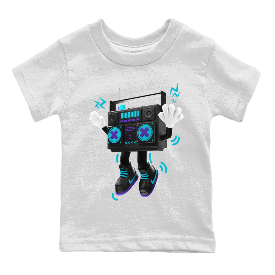 Air Jordan 6 Aqua Sneaker Match Tees 90s Radio Boy Sneaker Tees AJ6 Aqua Sneaker Release Tees Kids Shirts White 2
