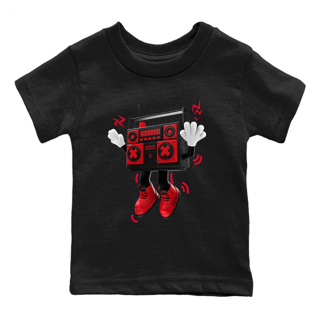 Air Jordan 6 Toro Bravo Sneaker Match Tees 90s Radio Boy Streetwear Sneaker Shirt 3D Graphic Design Shirts AJ6 Toro Bravo Sneaker Release Tees Kids Shirts Black 2