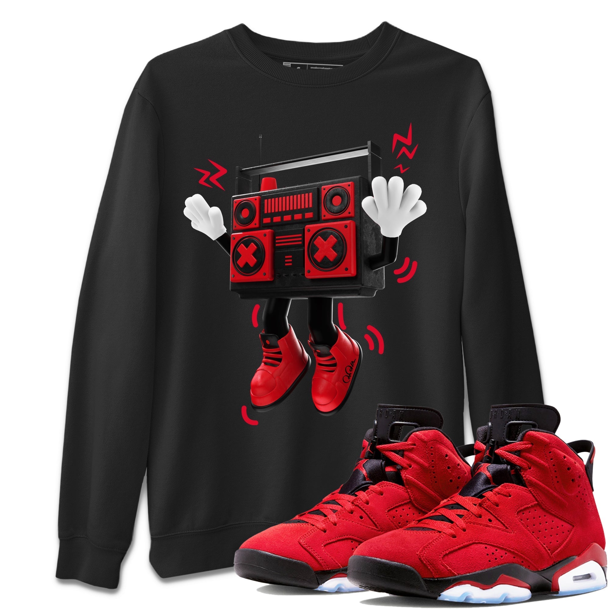 Air Jordan 6 Toro Bravo Sneaker Match Tees 90s Radio Boy Streetwear Sneaker Shirt 3D Graphic Design Shirts AJ6 Toro Bravo Sneaker Release Tees Unisex Shirts Black 1