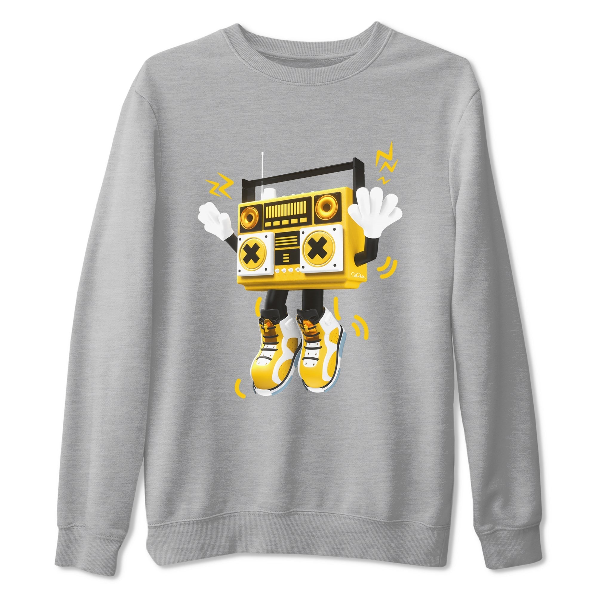 6s Yellow Ochre shirt to match jordans 90s Radio Boy sneaker tees streetwear brand Air Jordan 6 Yellow Ochre Drip Gear Zone Brand Unisex Heather Grey 2 T-Shirt