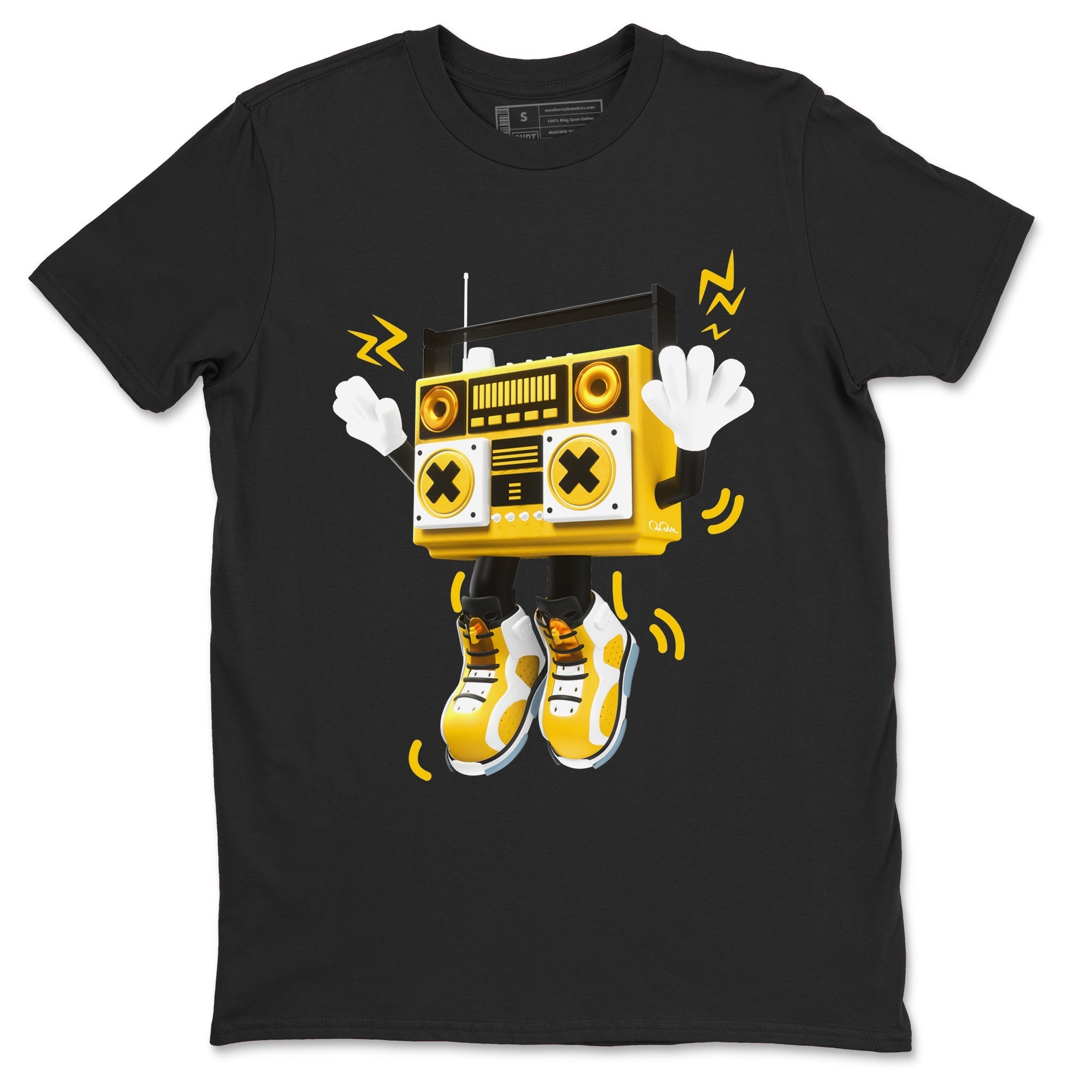 6s Yellow Ochre shirt to match jordans 90s Radio Boy sneaker tees streetwear brand Air Jordan 6 Yellow Ochre Drip Gear Zone Brand Unisex Black 2 T-Shirt