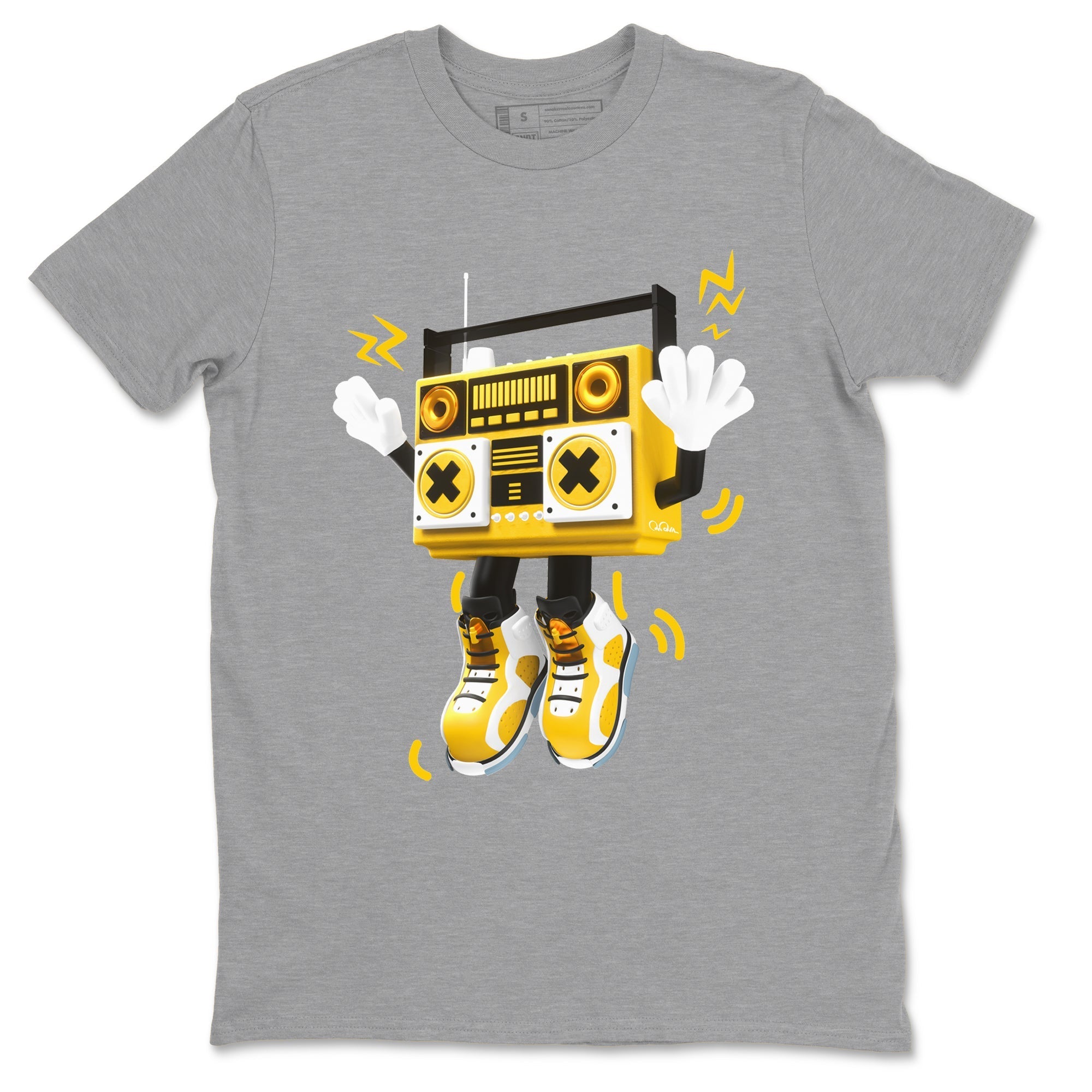 6s Yellow Ochre shirt to match jordans 90s Radio Boy sneaker tees streetwear brand Air Jordan 6 Yellow Ochre Drip Gear Zone Brand Unisex Heather Grey 2 T-Shirt
