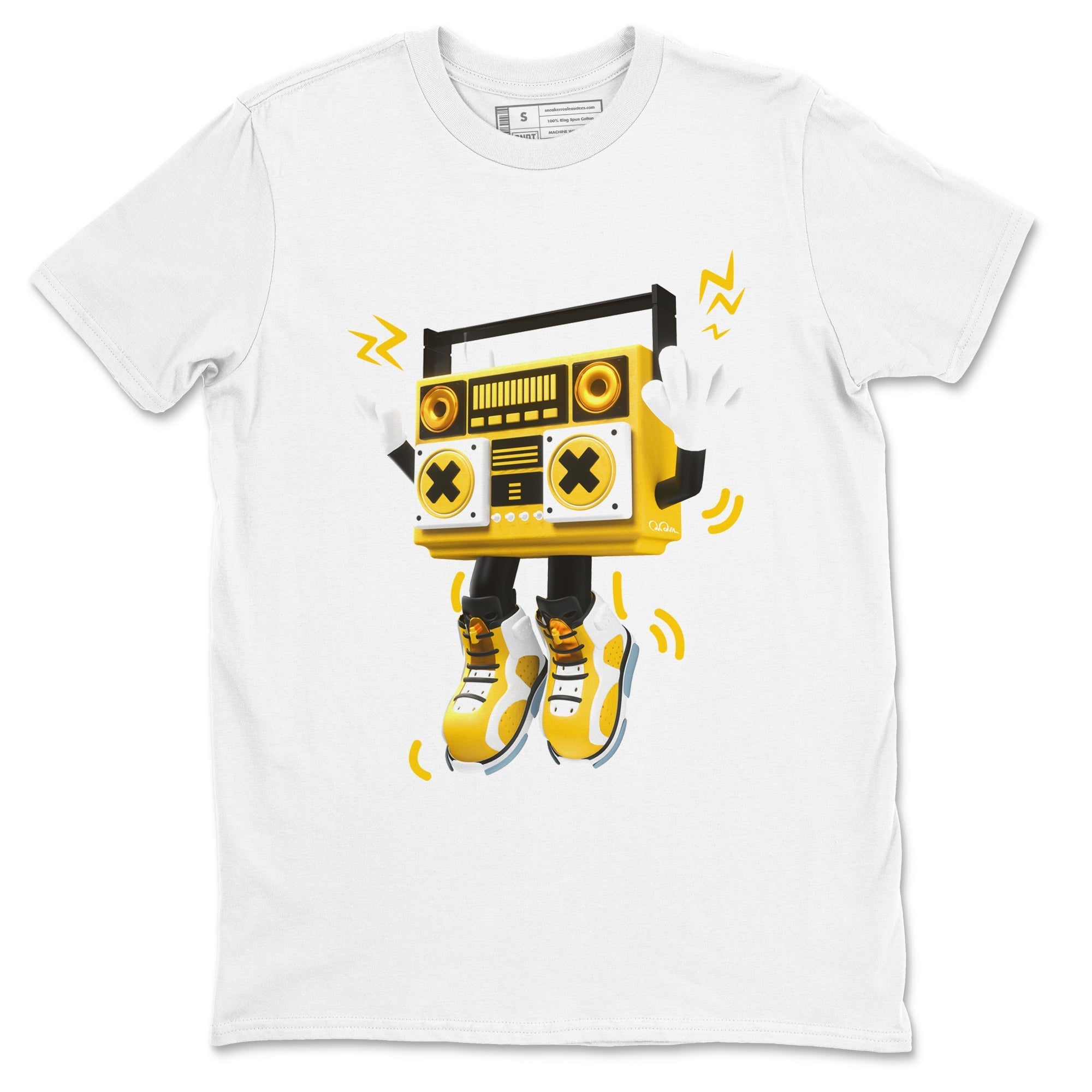 6s Yellow Ochre shirt to match jordans 90s Radio Boy sneaker tees streetwear brand Air Jordan 6 Yellow Ochre Drip Gear Zone Brand Unisex White 2 T-Shirt