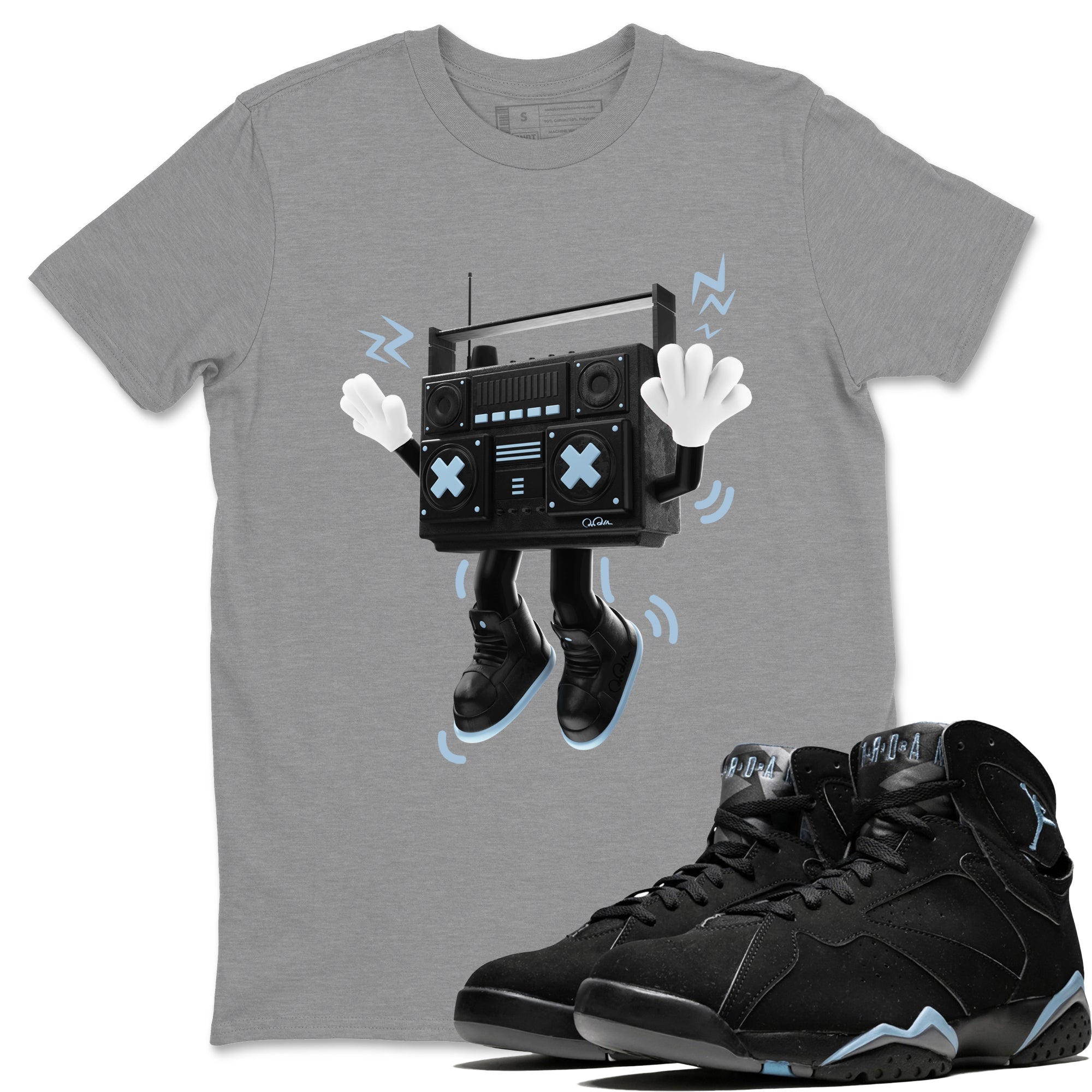Air Jordan 7 Chambray Sneaker Match Tees 90s Radio Boy Streetwear Sneaker Shirt AJ7 Chambray Sneaker Release Tees Unisex Shirts Heather Grey 1