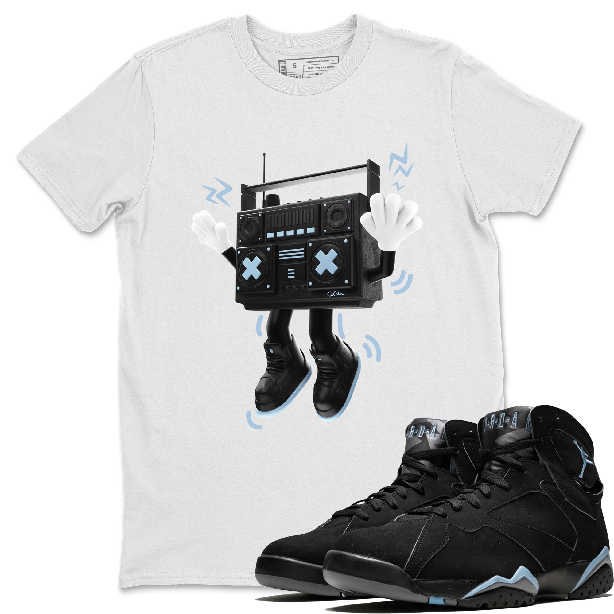 Air Jordan 7 Chambray Sneaker Match Tees 90s Radio Boy Streetwear Sneaker Shirt AJ7 Chambray Sneaker Release Tees Unisex Shirts White 1