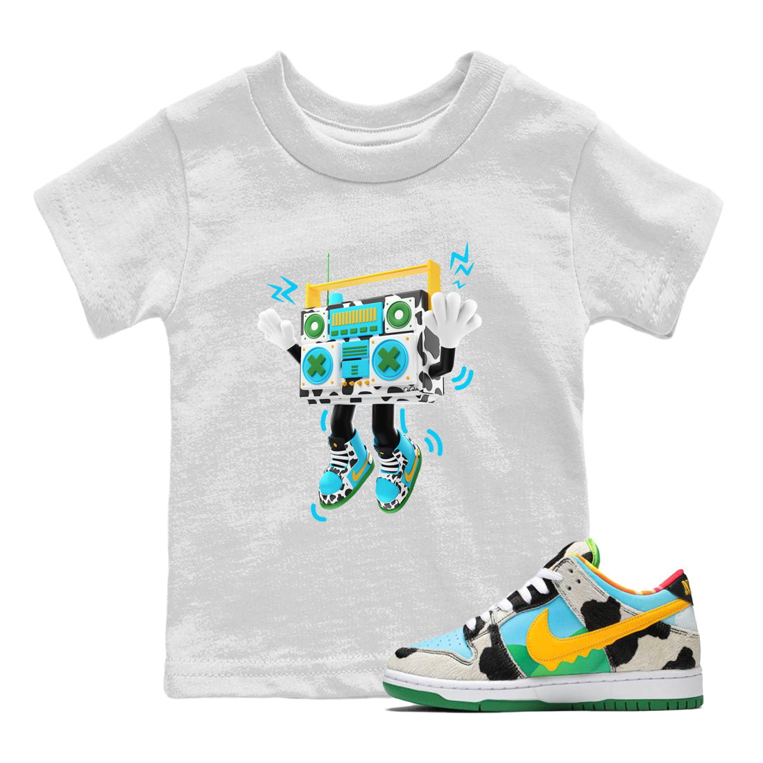 Dunk Chunky Dunky Drip Gear Zone 90s Radio Boy Sneaker Tees Nike SB Ben's Jerrys Sneaker Release Tees Kids Shirts White 1
