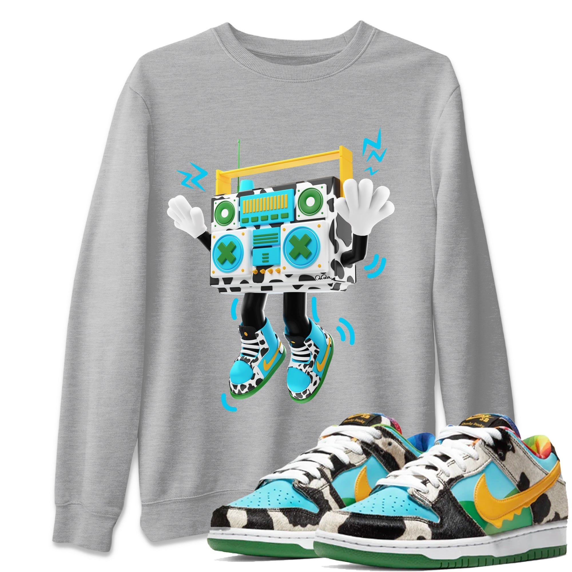 Dunk Chunky Dunky Drip Gear Zone 90s Radio Boy Sneaker Tees Nike SB Ben's Jerrys Sneaker Release Tees Unisex Shirts Heather Grey 1