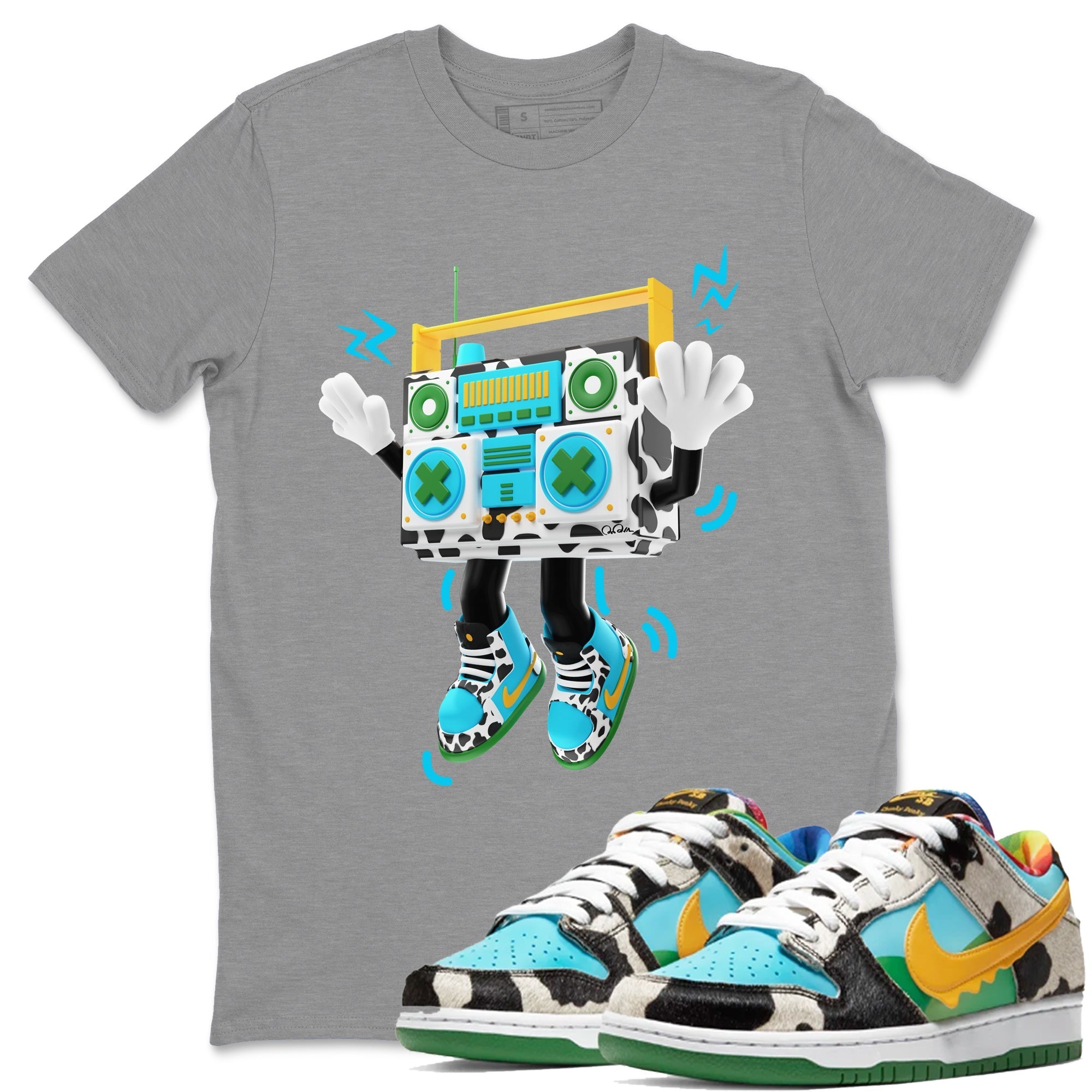 Dunk Chunky Dunky Drip Gear Zone 90s Radio Boy Sneaker Tees Nike SB Ben's Jerrys Sneaker Release Tees Unisex Shirts Heather Grey 1