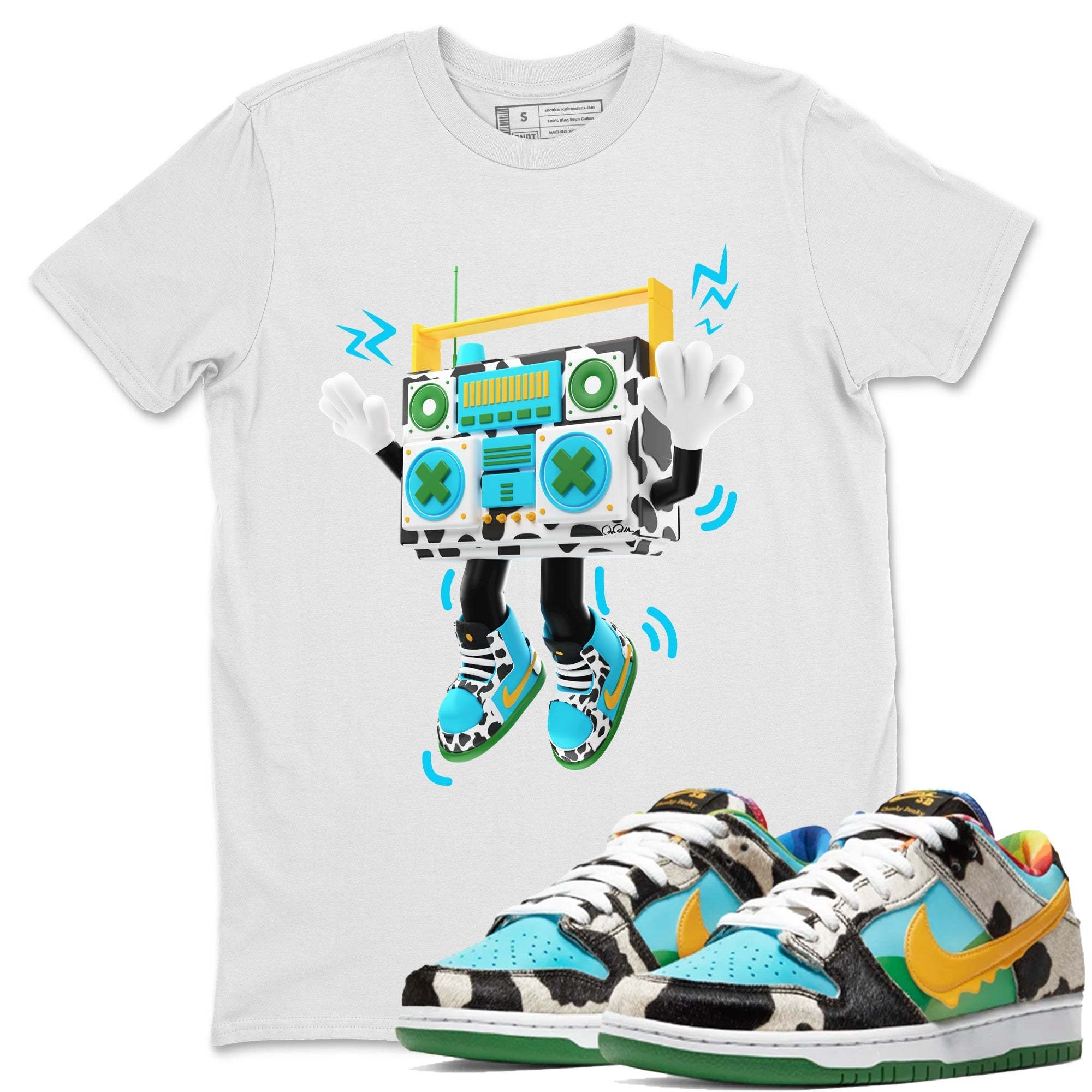 Dunk Chunky Dunky Drip Gear Zone 90s Radio Boy Sneaker Tees Nike SB Ben's Jerrys Sneaker Release Tees Unisex Shirts White 1