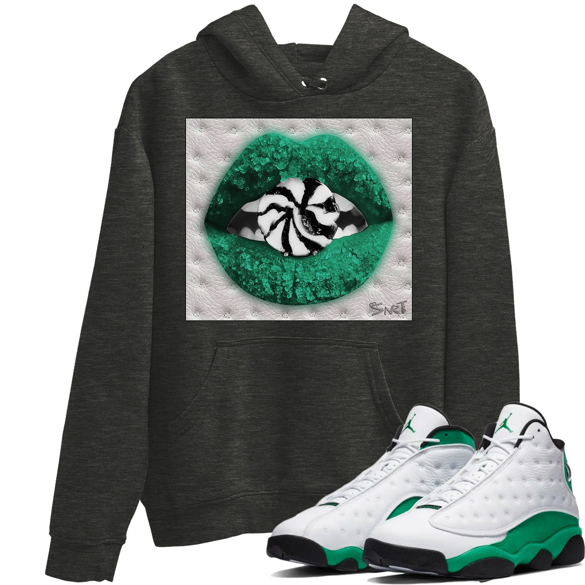 Jordan 13 Lucky Green Shirt To Match Jordans Lips Candy Sneaker Tees Jordan 13 Lucky Green Drip Gear Zone Sneaker Matching Clothing Unisex Shirts