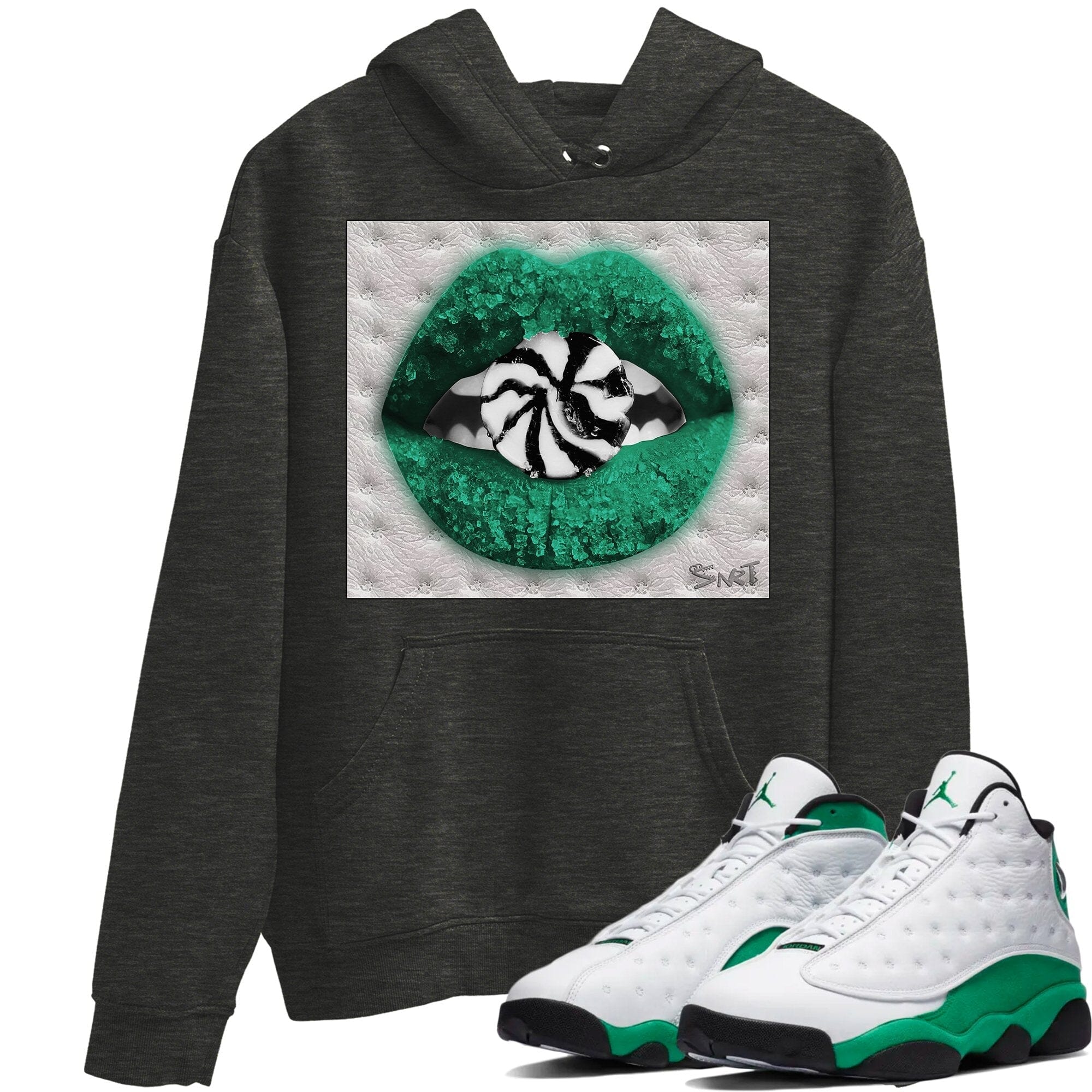 Jordan 13 Lucky Green Shirt To Match Jordans Lips Candy Sneaker Tees Jordan 13 Lucky Green Drip Gear Zone Sneaker Matching Clothing Unisex Shirts