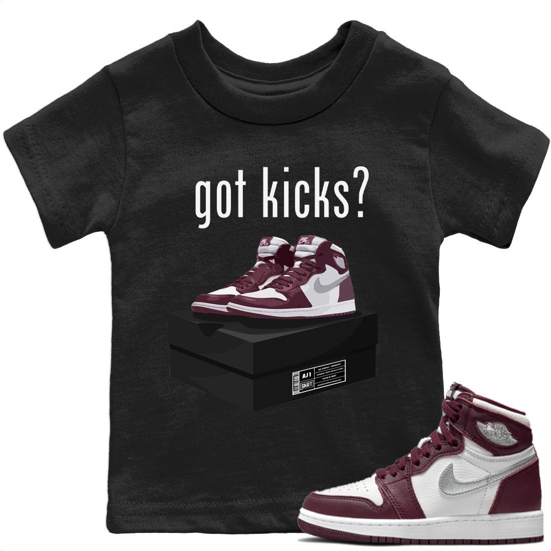 Jordan 1 Bordeaux Sneaker Matching T-Shirt Got Kicks Sneaker Tees Jordan 1 Bordeaux Sneaker Release Tees Kids Shirts