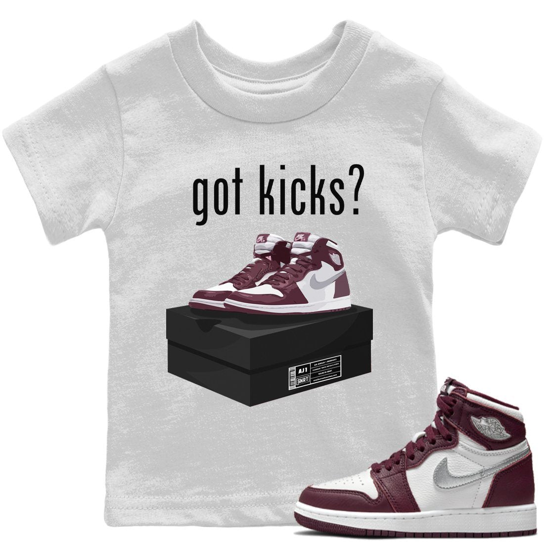 Jordan 1 Bordeaux Sneaker Matching T-Shirt Got Kicks Sneaker Tees Jordan 1 Bordeaux Sneaker Release Tees Kids Shirts