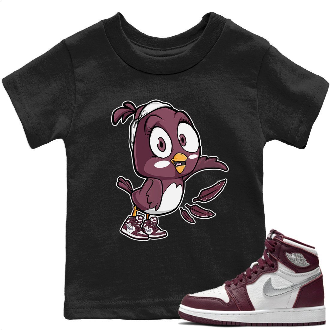 Jordan 1 Bordeaux Sneaker Matching T-Shirt Little Birds Sneaker Tees Jordan 1 Bordeaux Sneaker Release Tees Kids Shirts