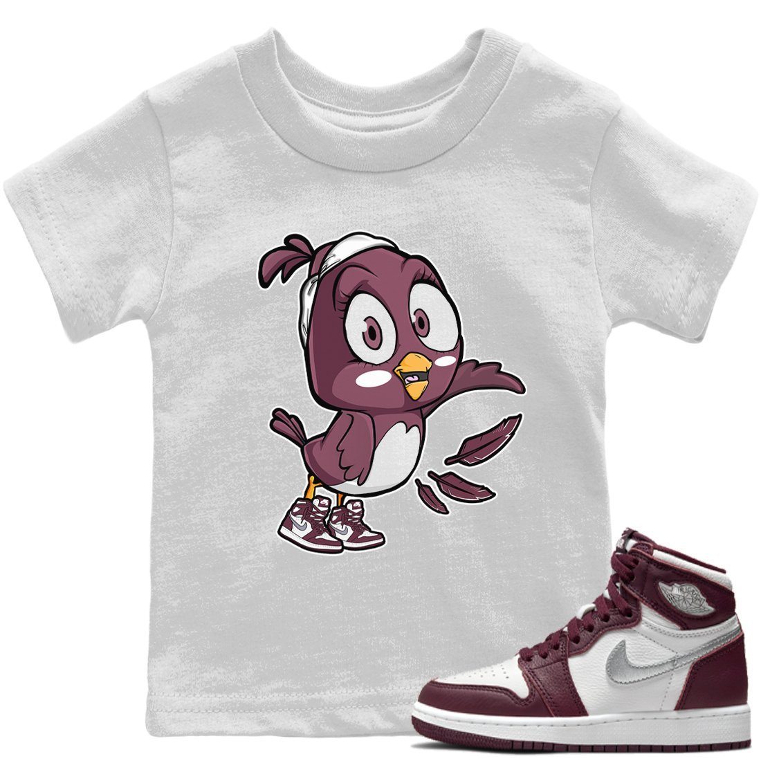 Jordan 1 Bordeaux Sneaker Matching T-Shirt Little Birds Sneaker Tees Jordan 1 Bordeaux Sneaker Release Tees Kids Shirts