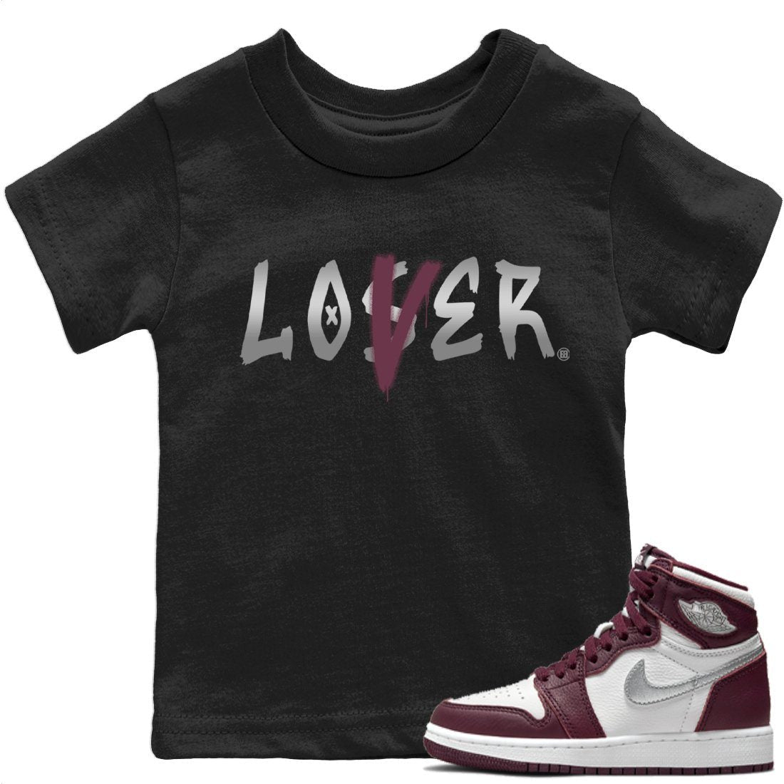 Jordan 1 Bordeaux Sneaker Matching T-Shirt Loser Lover Sneaker Tees Jordan 1 Bordeaux Sneaker Release Tees Kids Shirts