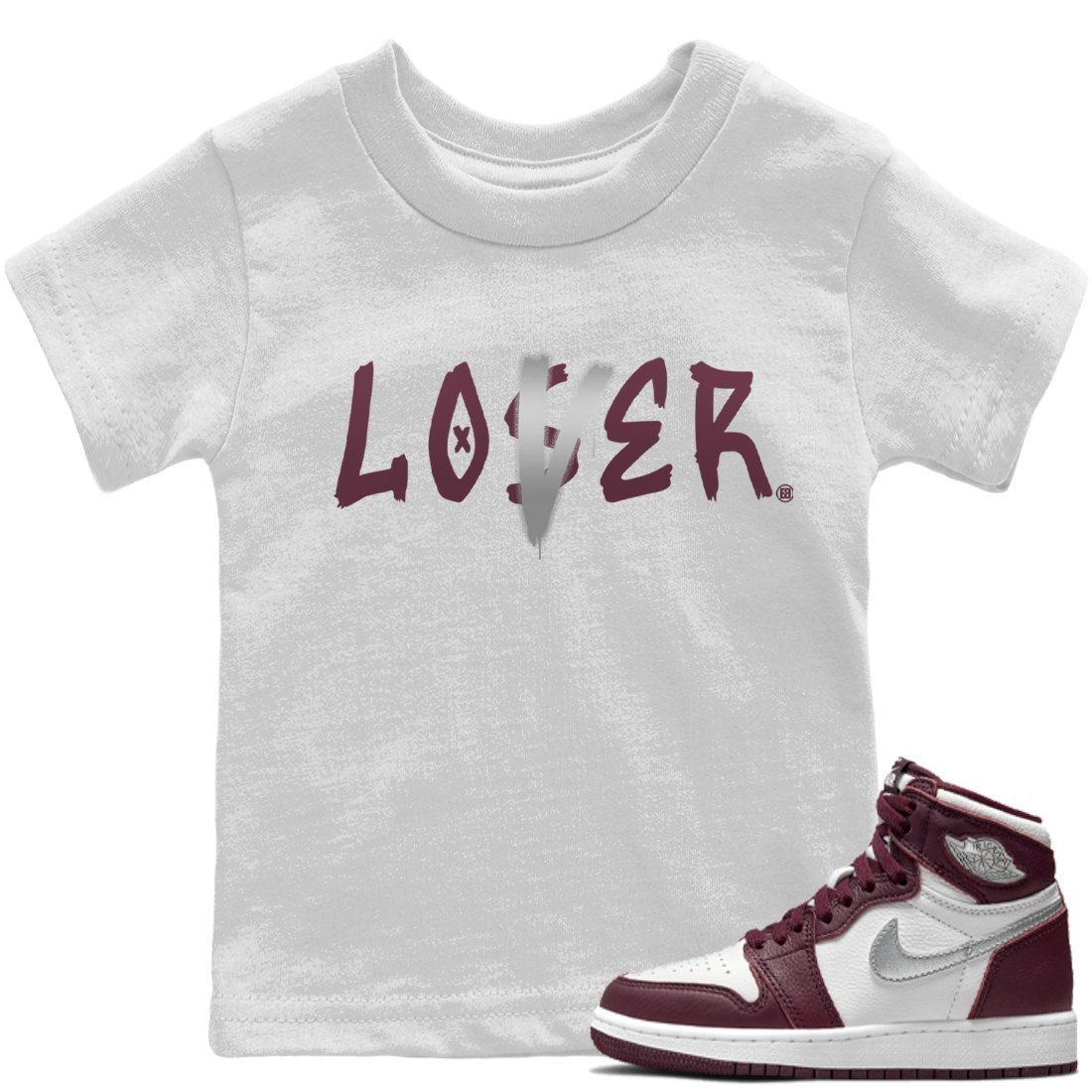 Jordan 1 Bordeaux Sneaker Matching T-Shirt Loser Lover Sneaker Tees Jordan 1 Bordeaux Sneaker Release Tees Kids Shirts