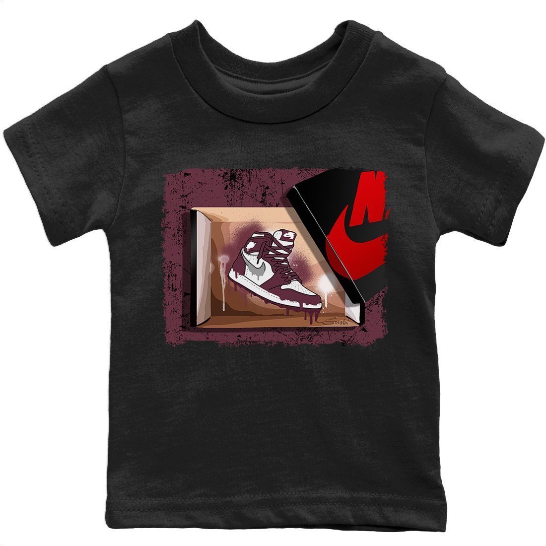 Jordan 1 Bordeaux Sneaker Matching T-Shirt New Kicks Sneaker Tees Jordan 1 Bordeaux Sneaker Release Tees Kids Shirts