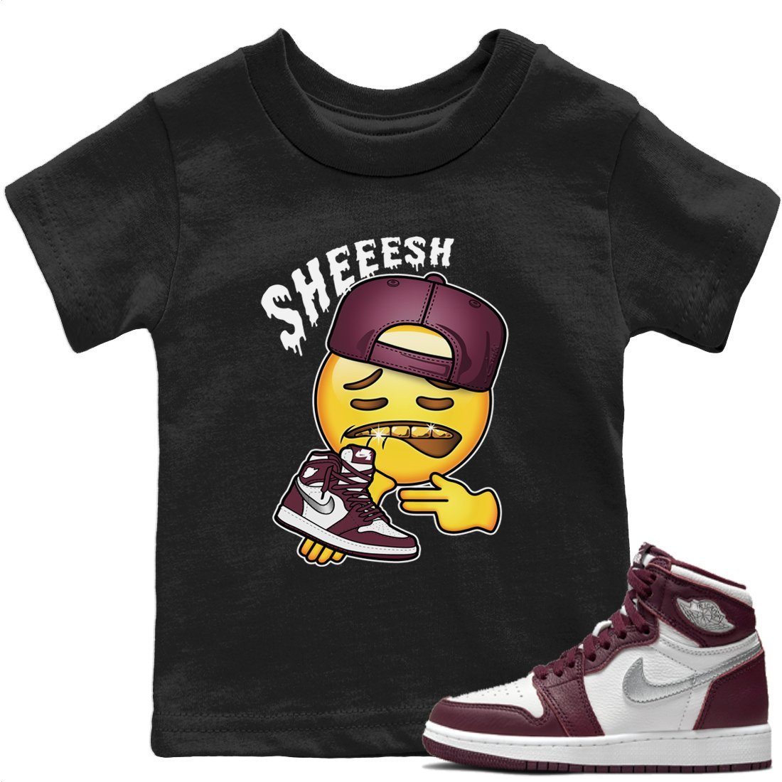 Jordan 1 Bordeaux Sneaker Matching T-Shirt Sheesh Sneaker Tees Jordan 1 Bordeaux Sneaker Release Tees Kids Shirts
