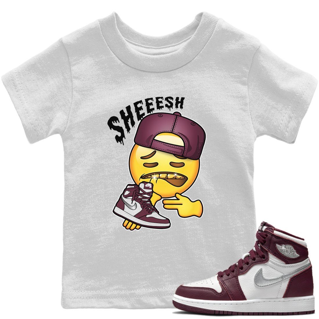 Jordan 1 Bordeaux Sneaker Matching T-Shirt Sheesh Sneaker Tees Jordan 1 Bordeaux Sneaker Release Tees Kids Shirts