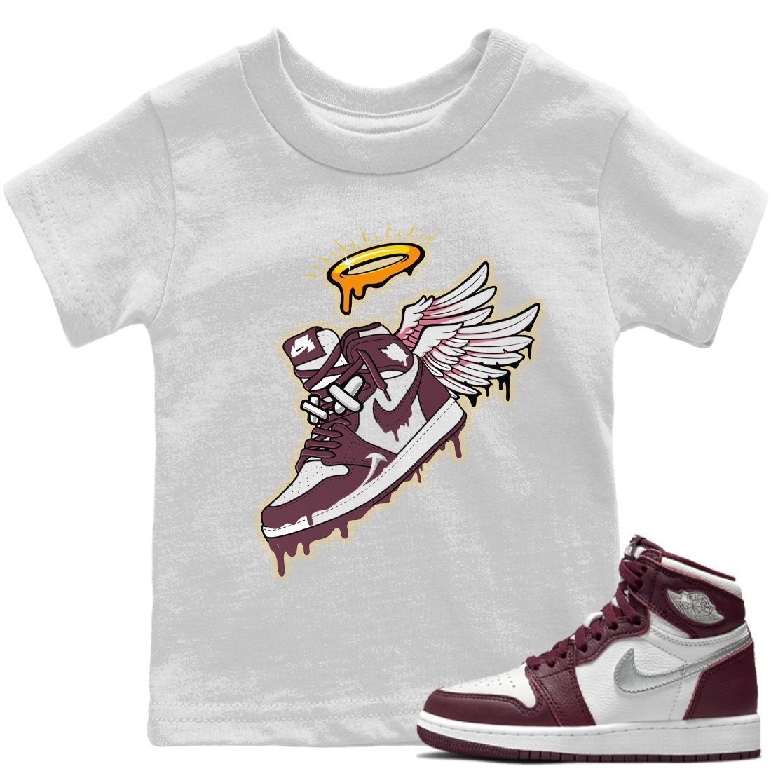 Jordan 1 Bordeaux Sneaker Matching T-Shirt Sneaker Angel Sneaker Tees Jordan 1 Bordeaux Sneaker Release Tees Kids Shirts