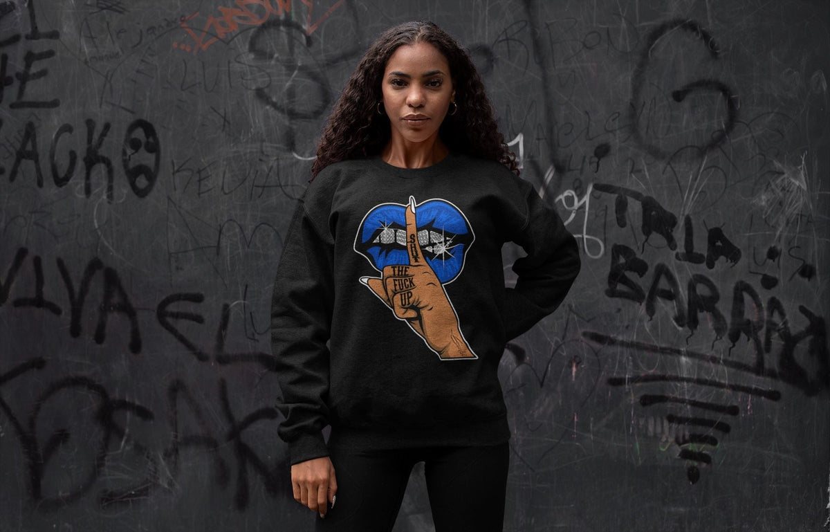 Jordan 5 Racer Blue Sneaker Matching T-Shirt Lips Hand Sneaker Tees Jordan 5 Racer Blue Sneaker Release Tees Crew Neck Tees