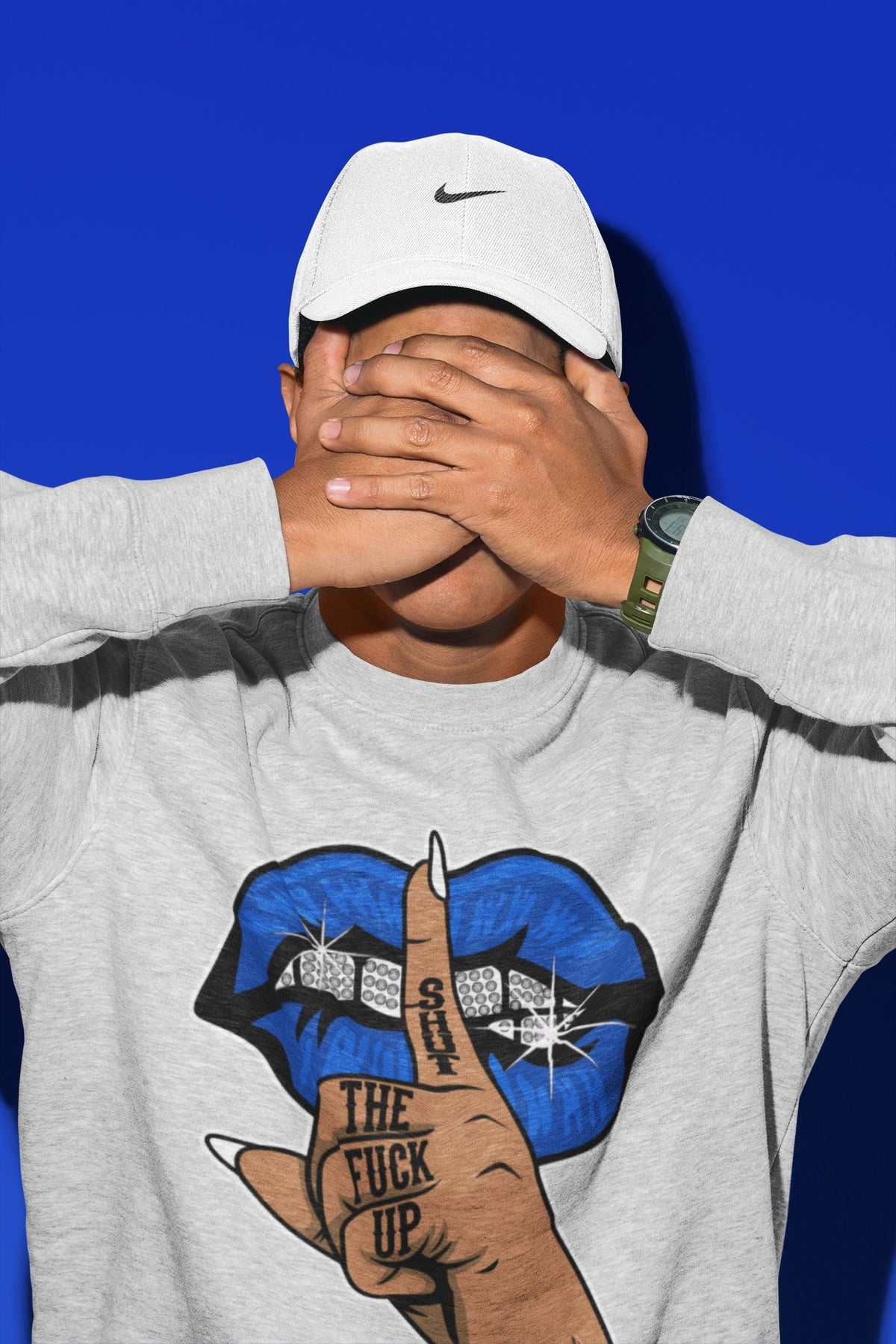 Jordan 5 Racer Blue Sneaker Matching T-Shirt Lips Hand Sneaker Tees Jordan 5 Racer Blue Sneaker Release Tees Crew Neck Tees