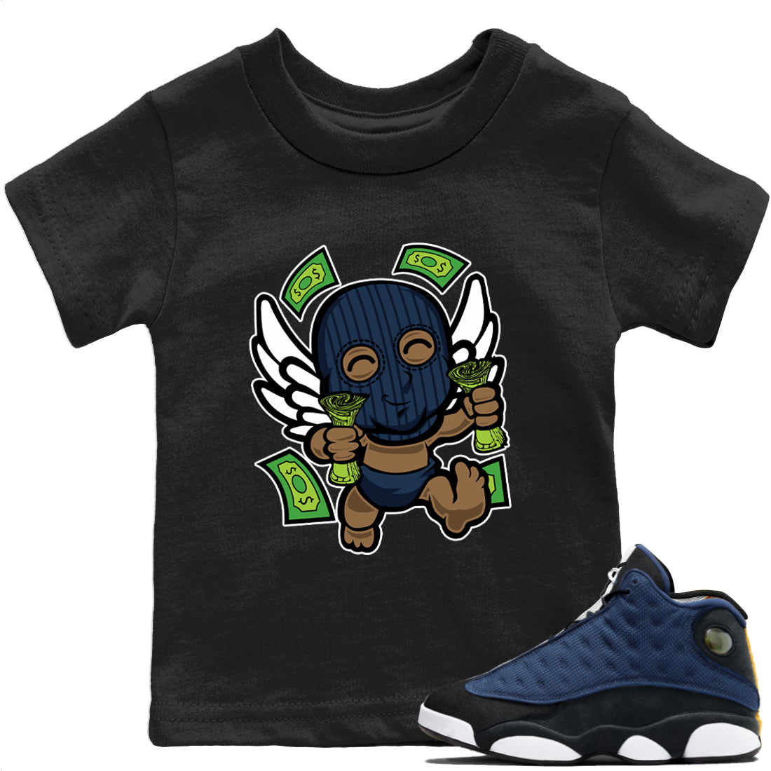 Jordan 13 Brave Blue Sneaker Matching T-Shirt Gangster Baby Sneaker Tees Jordan 13 Brave Blue Sneaker Release Tees Kids Shirts